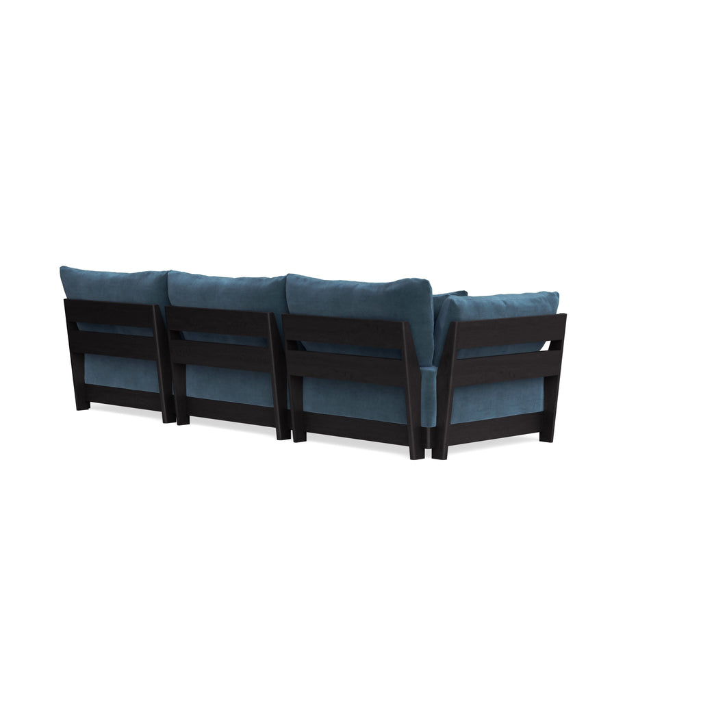 Modular Bondi Black 3-Seater Sofa in Oxford Blue | Classic Blend