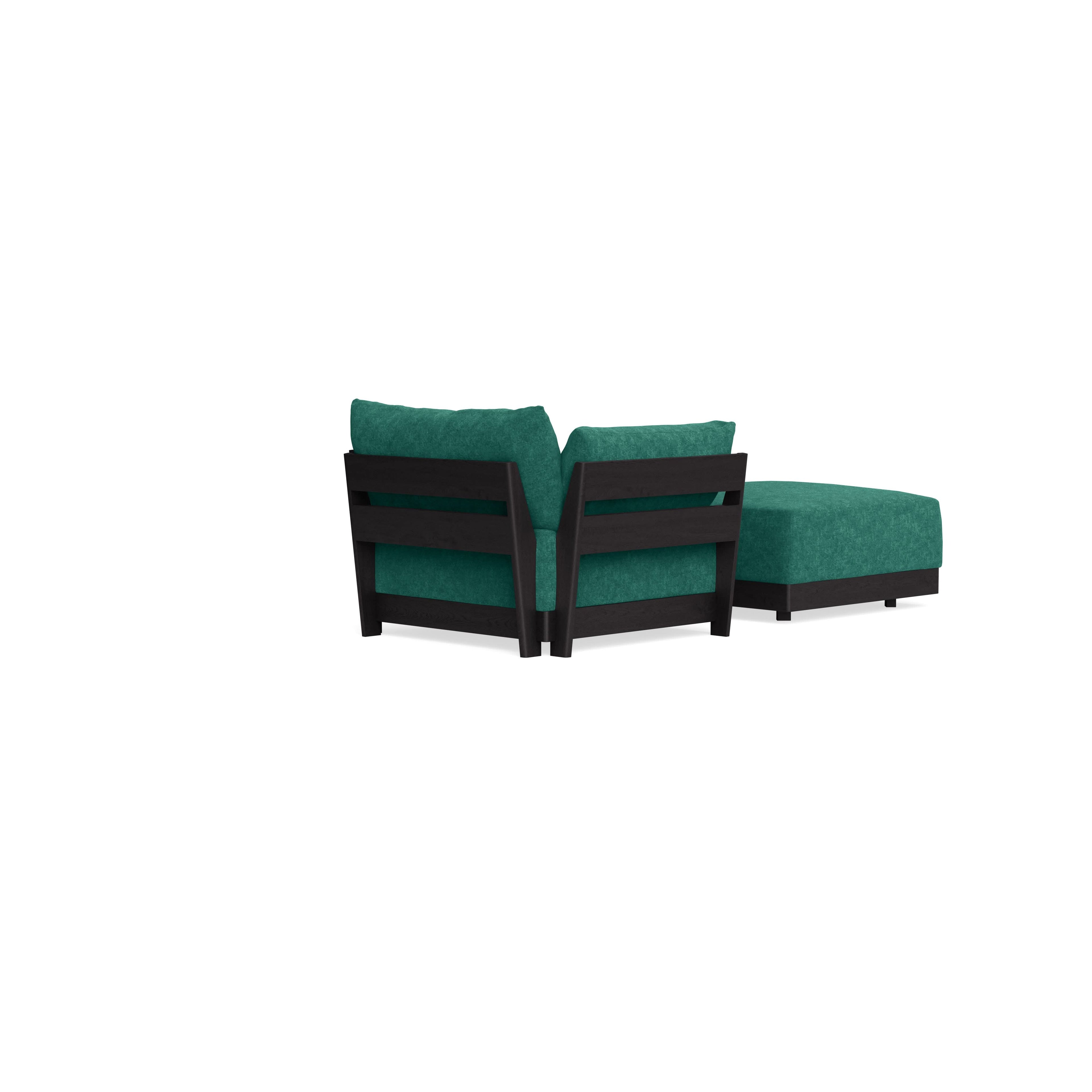 Modular Bondi Black Armchair + Ottoman in Jade Green | Classic Blend