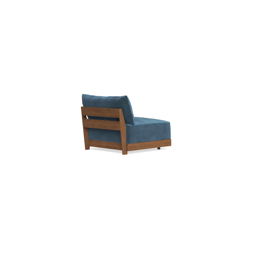 Modular Bondi Espresso Armless Chair in Oxford Blue | Memory Foam Blend