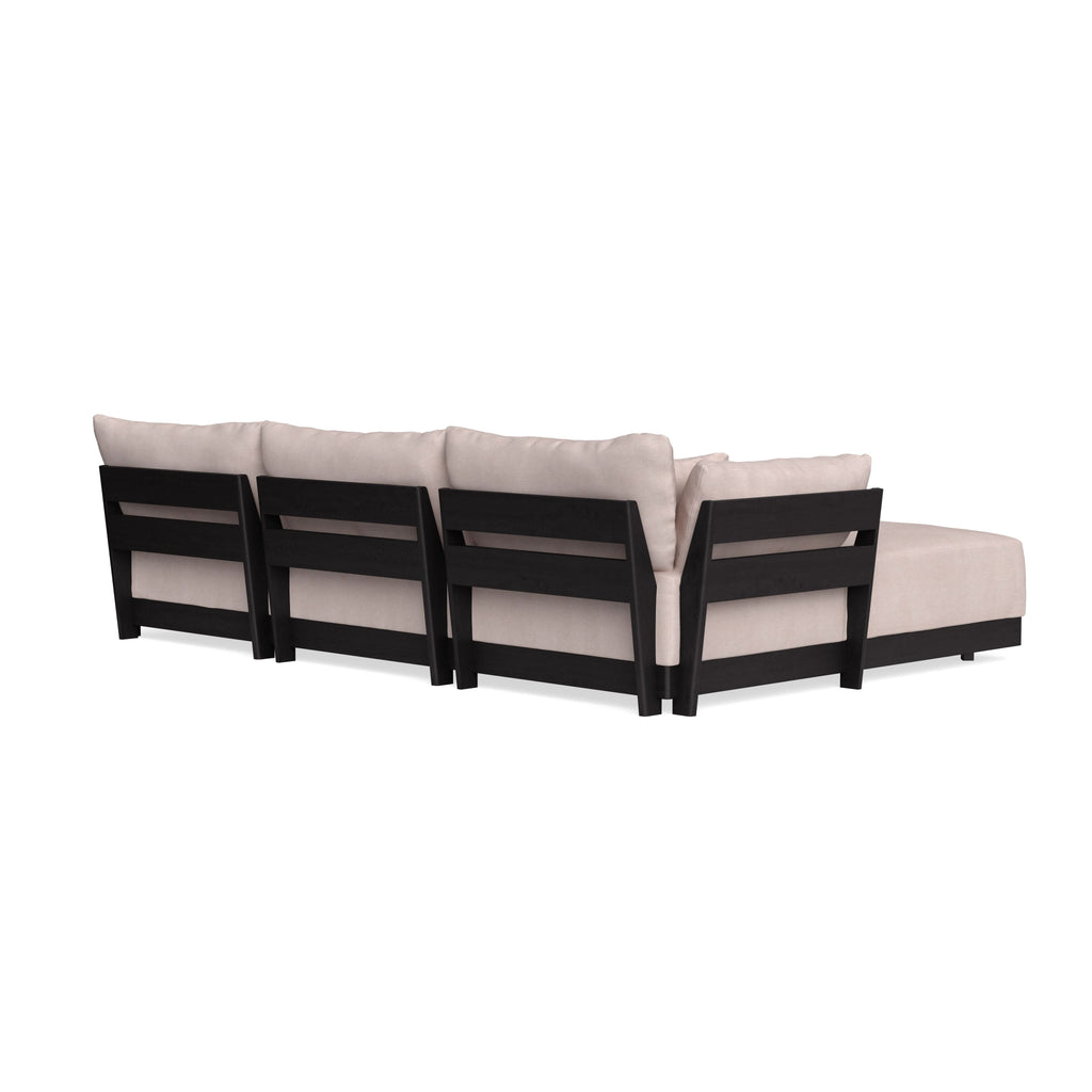 Modular Bondi Black 3-Seater U-Sectional in Blush | Memory Foam Blend