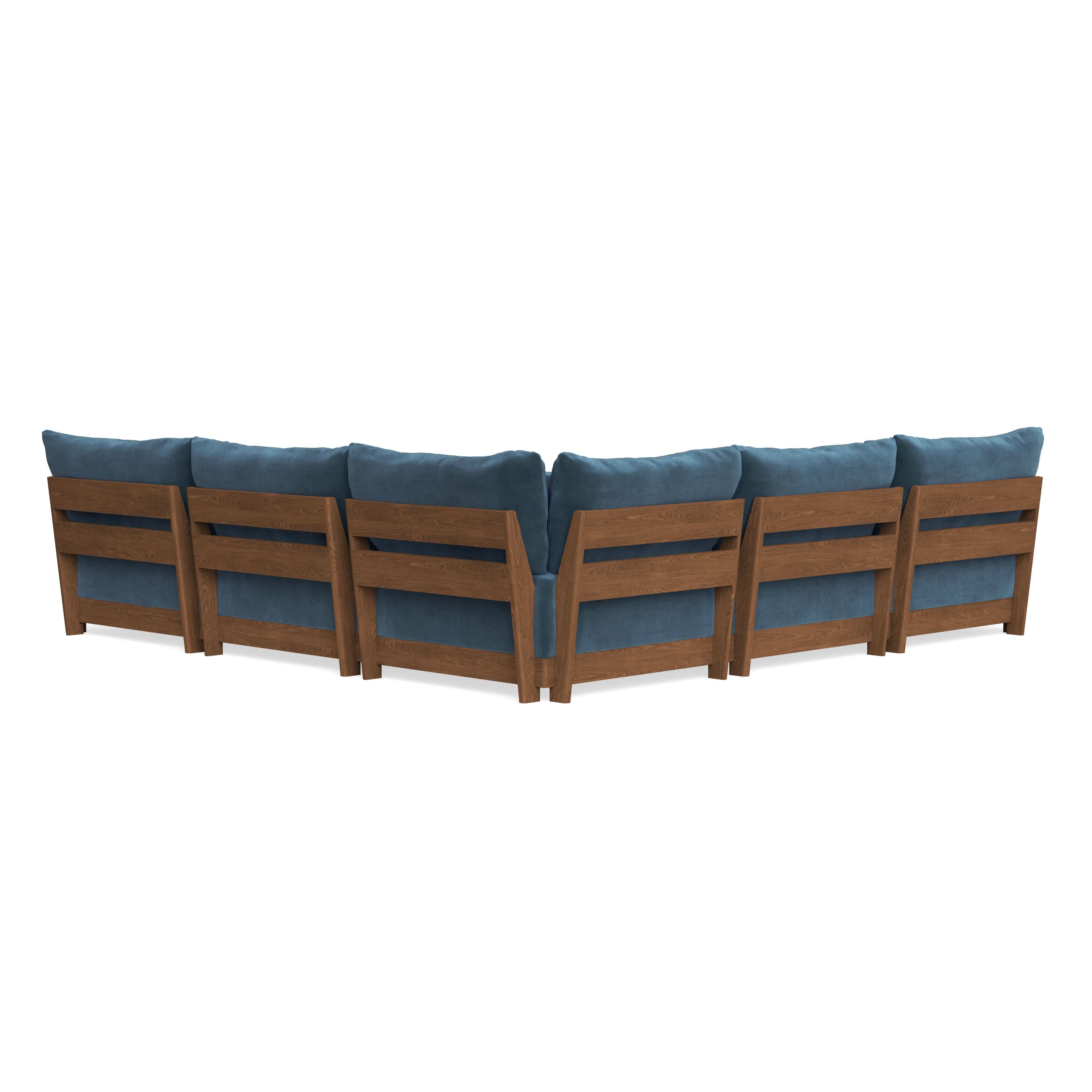 Modular Bondi Espresso 5-Seater Corner Sectional in Oxford Blue | Memory Foam Blend