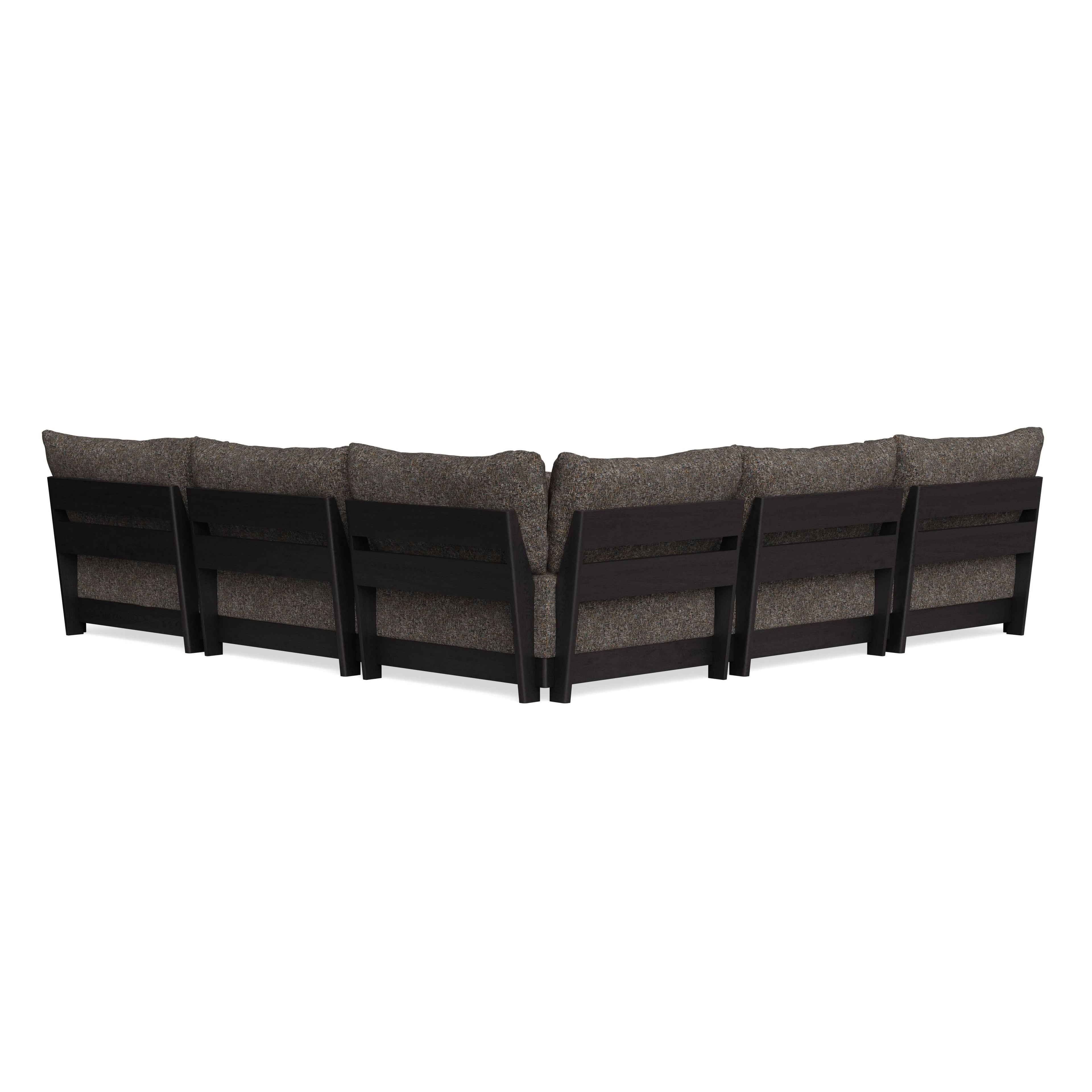 Modular Bondi Black 5-Seater Corner Sectional + Ottoman in Eclipse | Classic Blend
