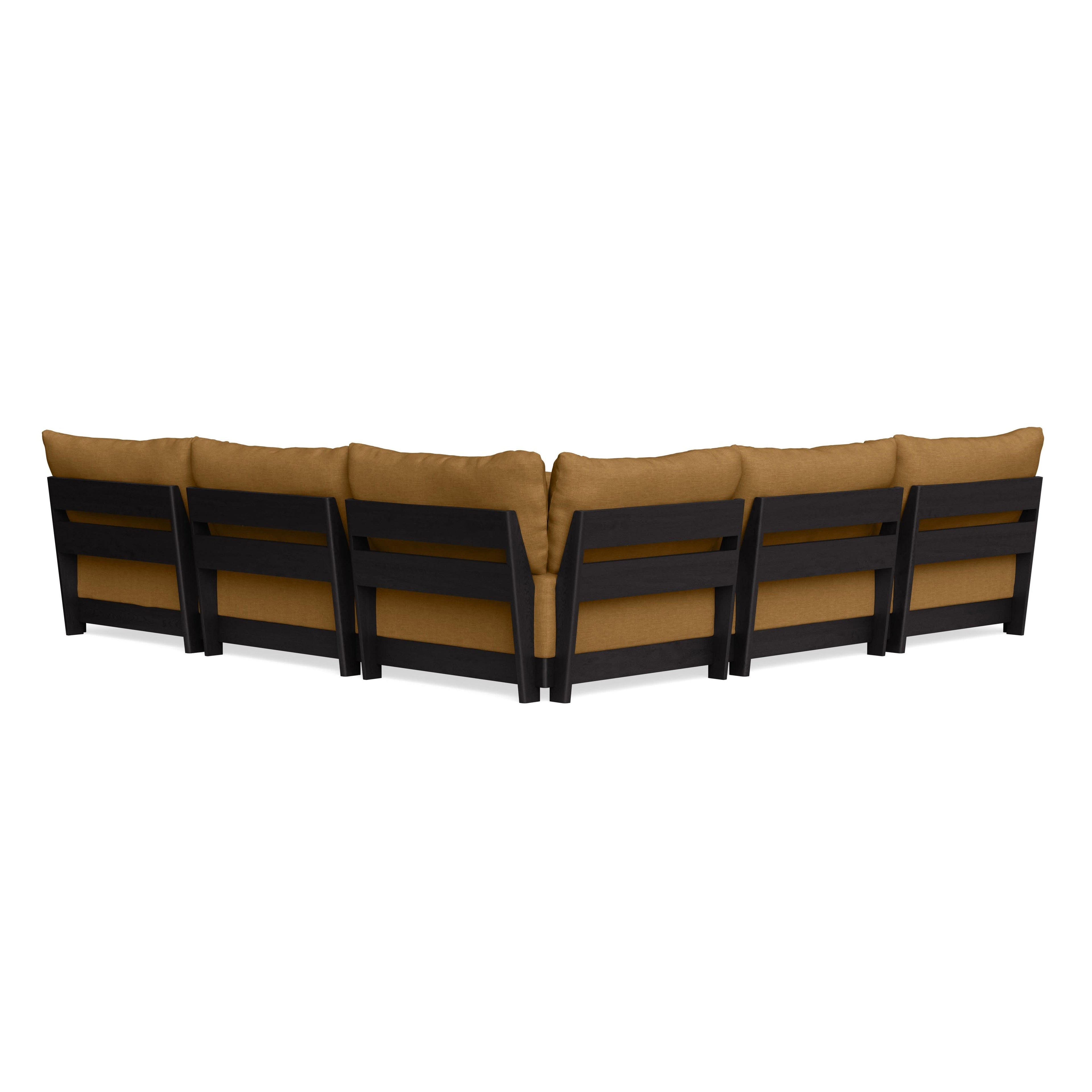 Modular Bondi Black 5-Seater Corner Sectional + Ottoman in Dijon | Memory Foam Blend
