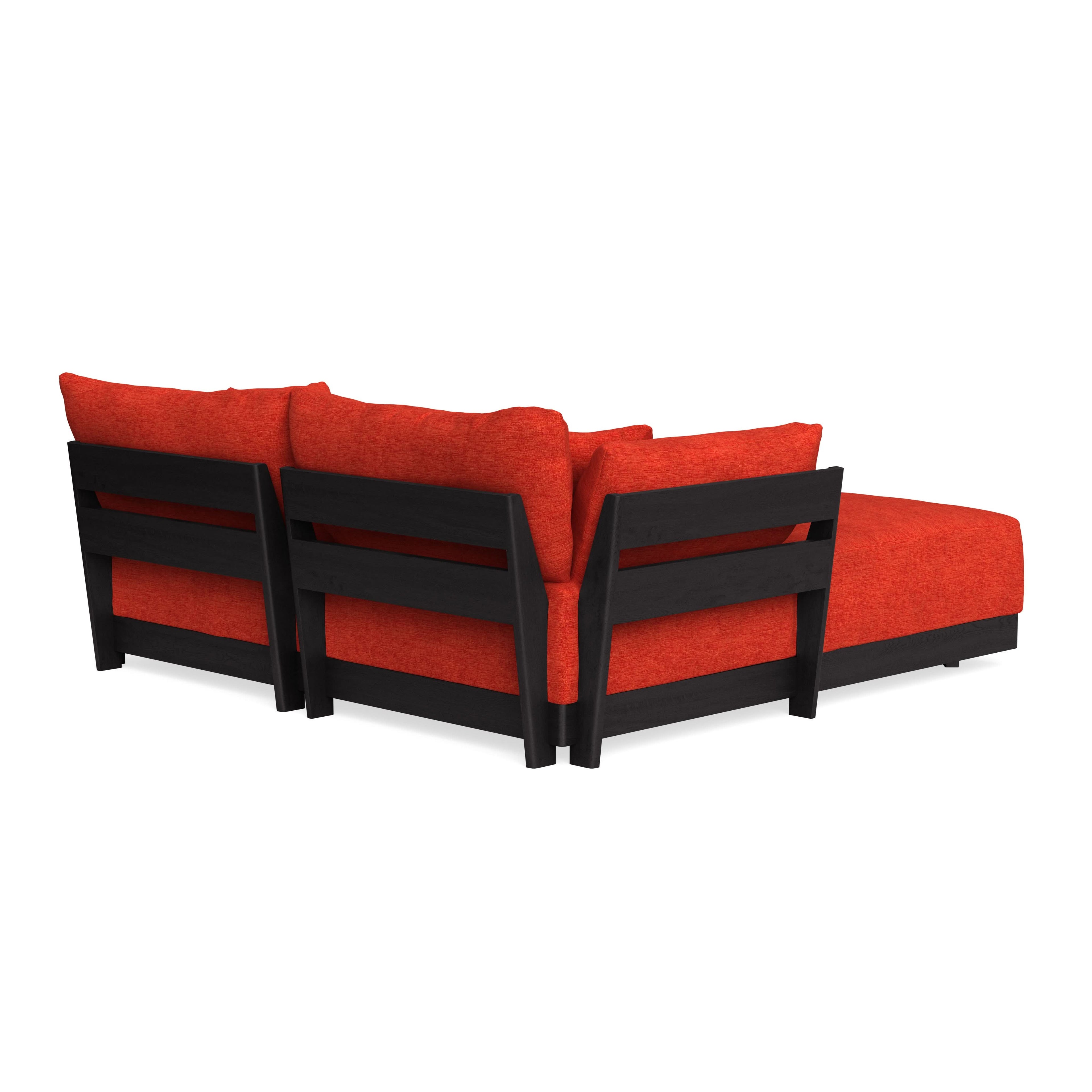 Modular Bondi Black 2-Seater Sectional in Poppy Orange | Memory Foam Blend