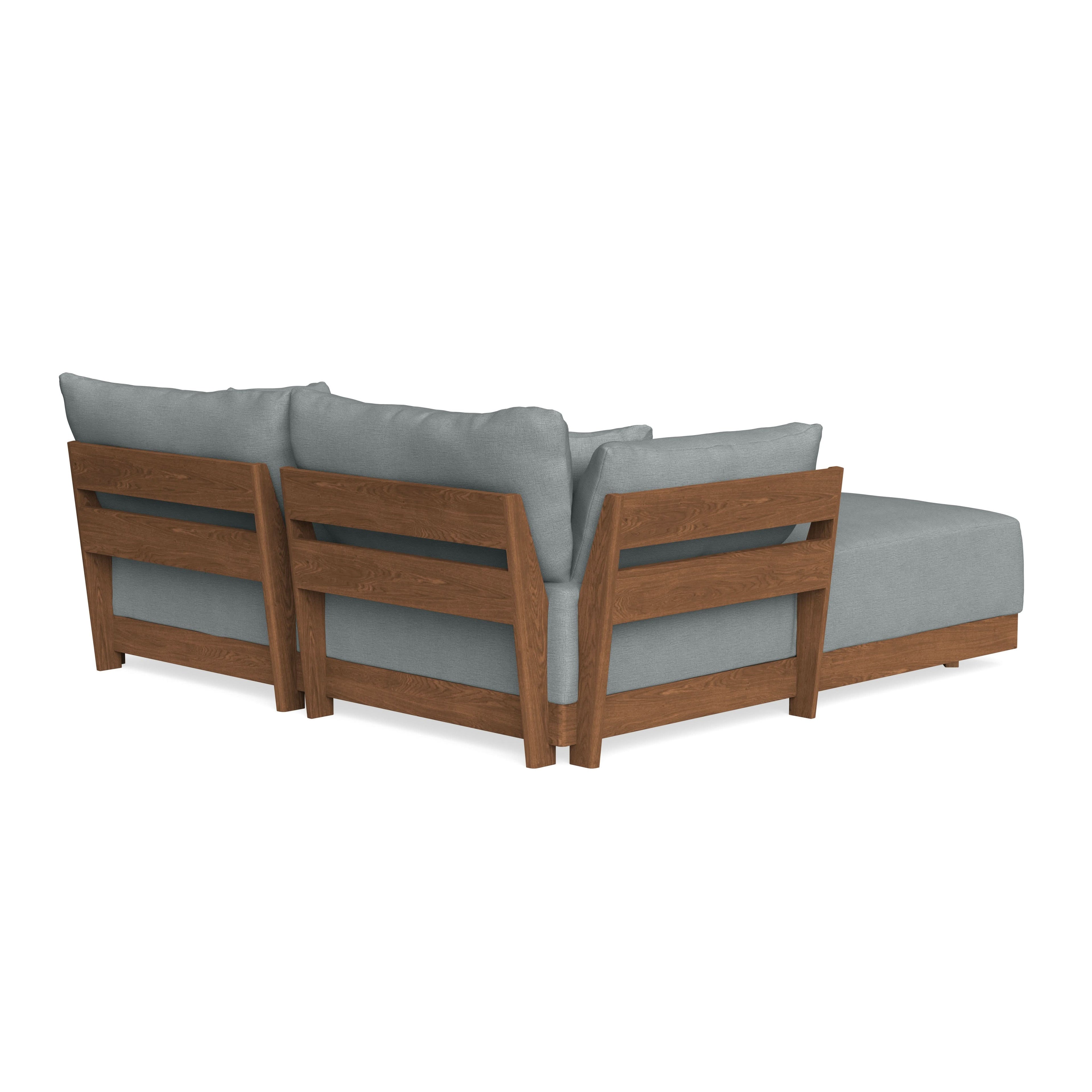 Modular Bondi Espresso 2-Seater Sectional in Light Steel | Memory Foam Blend