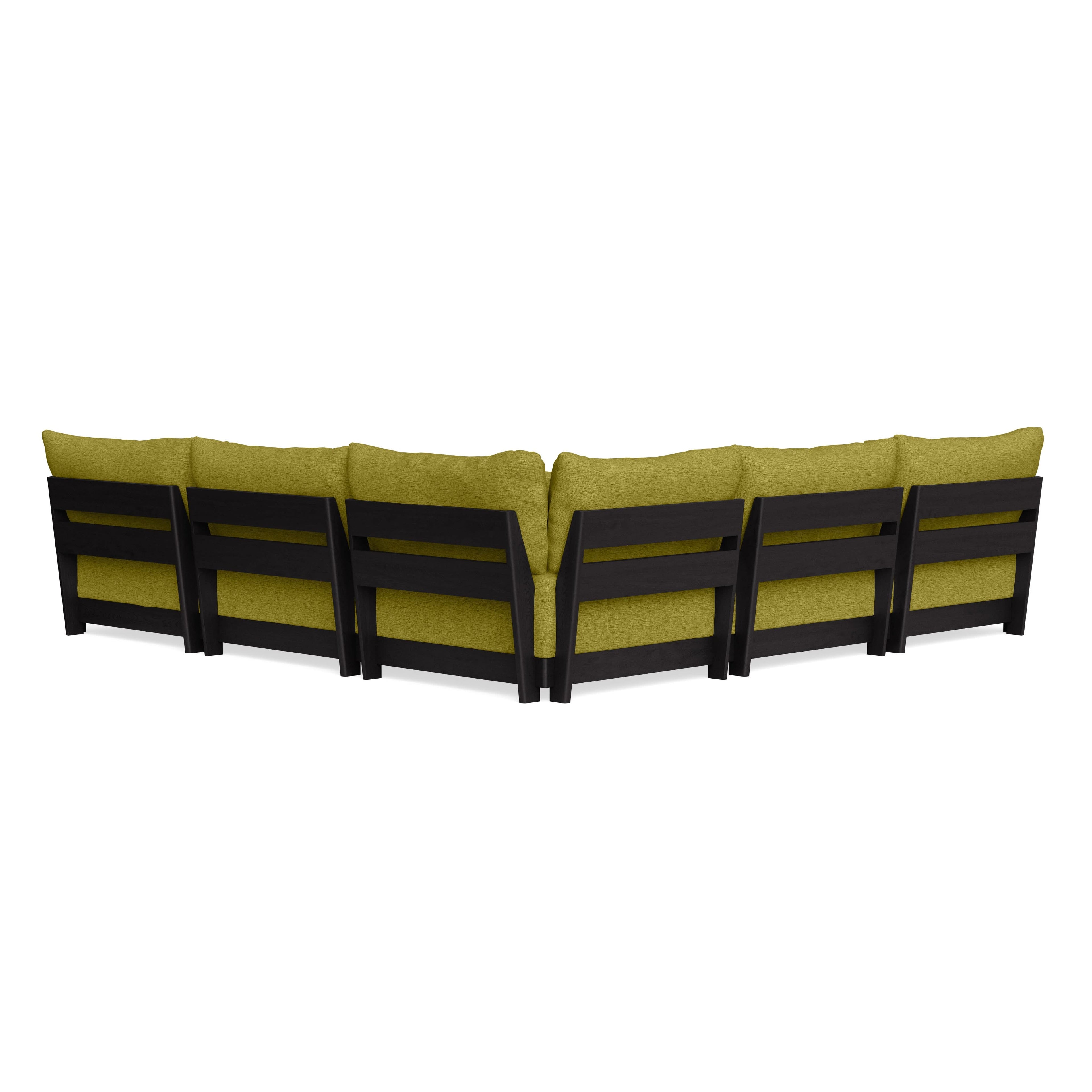 Modular Bondi Black 5-Seater Corner Sectional + Ottoman in Avocado | Classic Blend