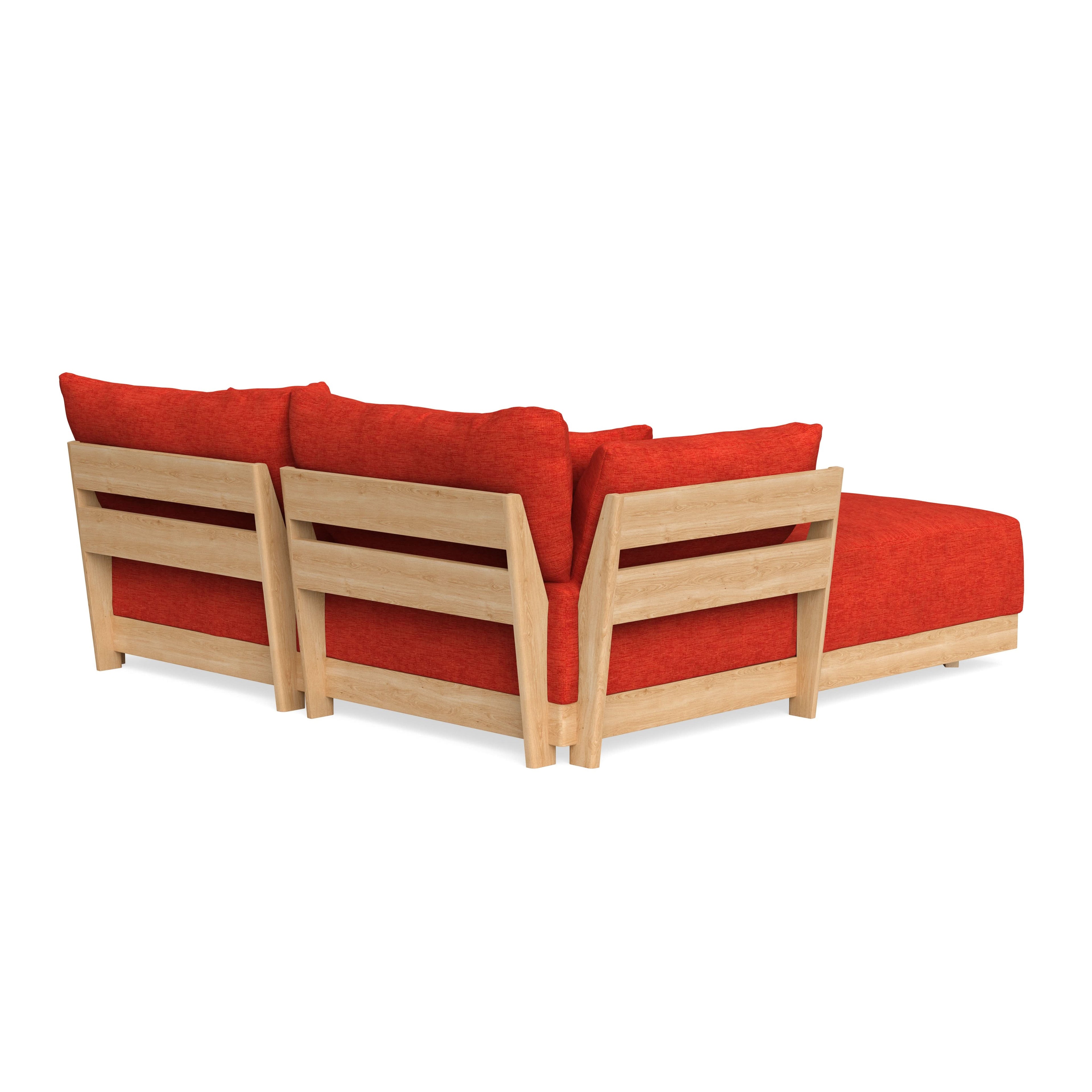 Modular Bondi Latte 2-Seater Sectional in Poppy Orange | Memory Foam Blend