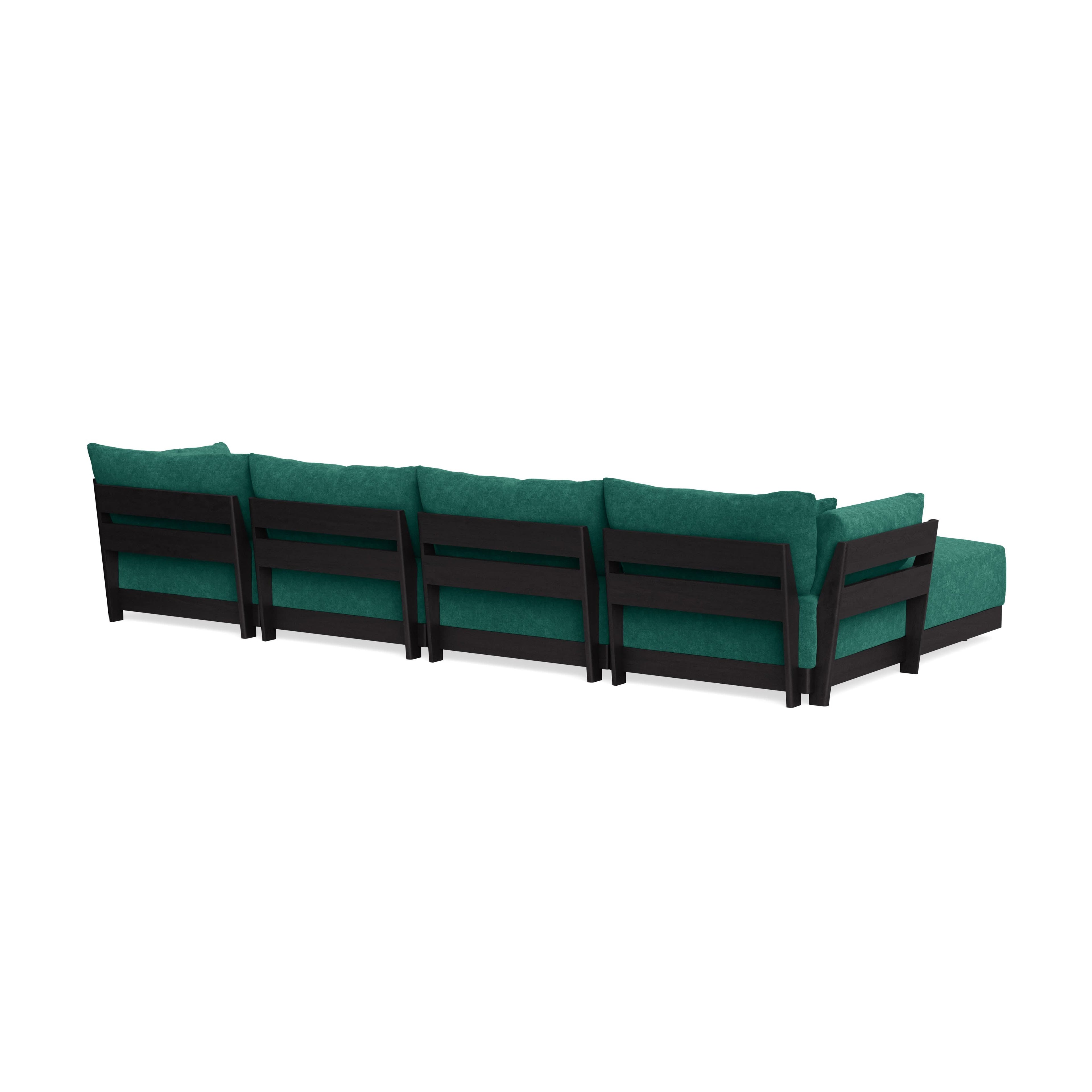 Modular Bondi Black 4-Seater U-Sectional in Jade Green | Classic Blend