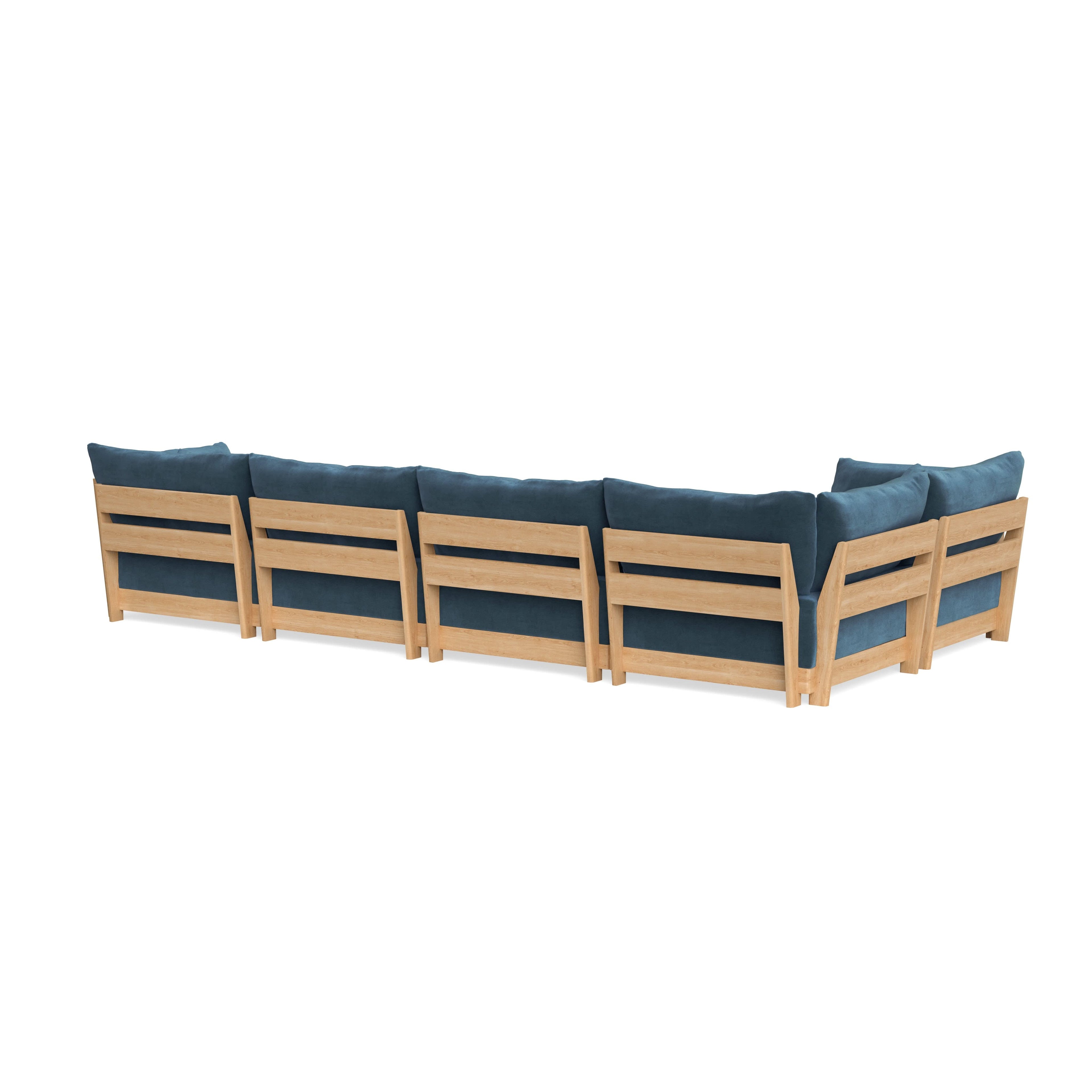 Modular Bondi Latte 5-Seater L-Sectional in Oxford Blue | Memory Foam Blend