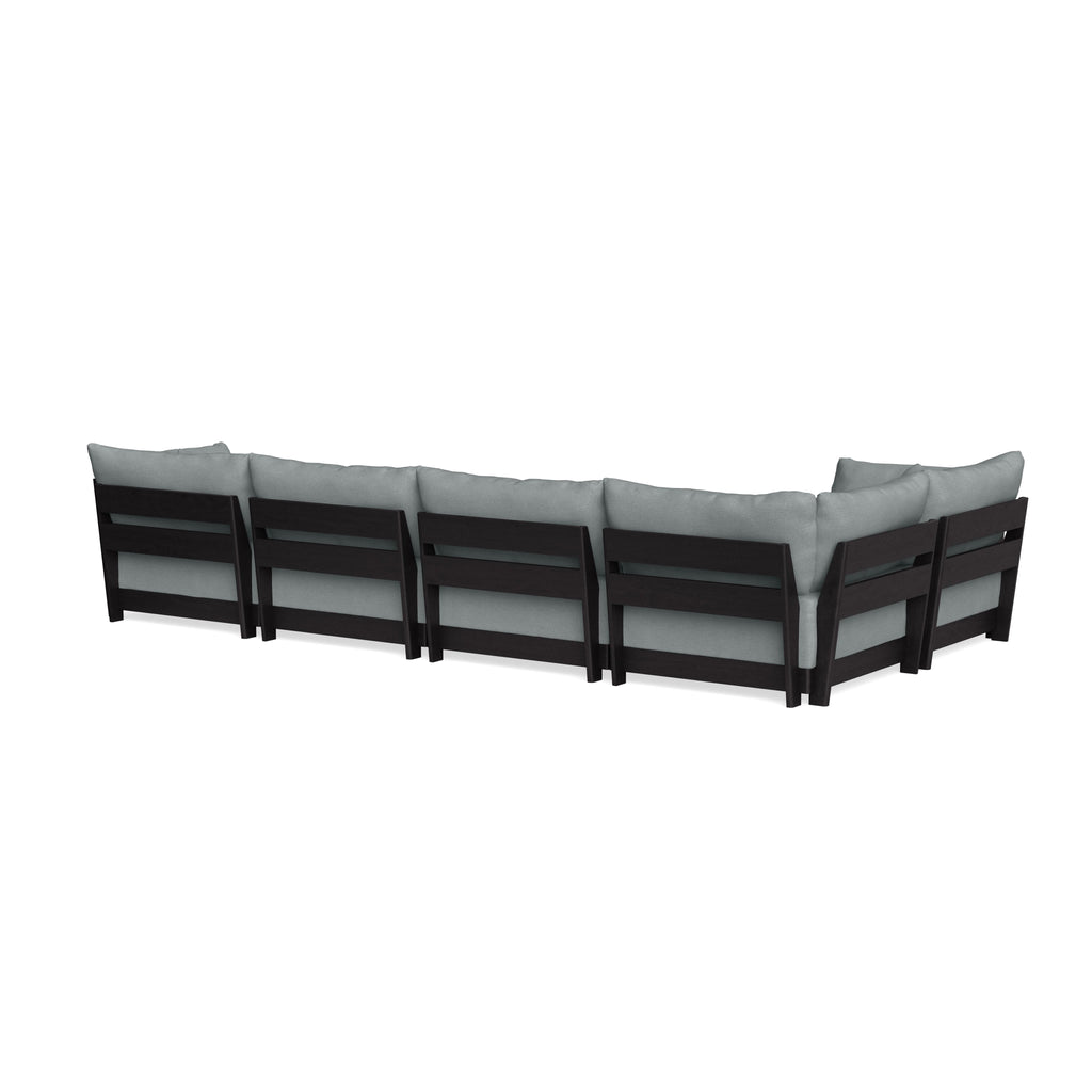 Modular Bondi Black 5-Seater L-Sectional in Light Steel | Memory Foam Blend