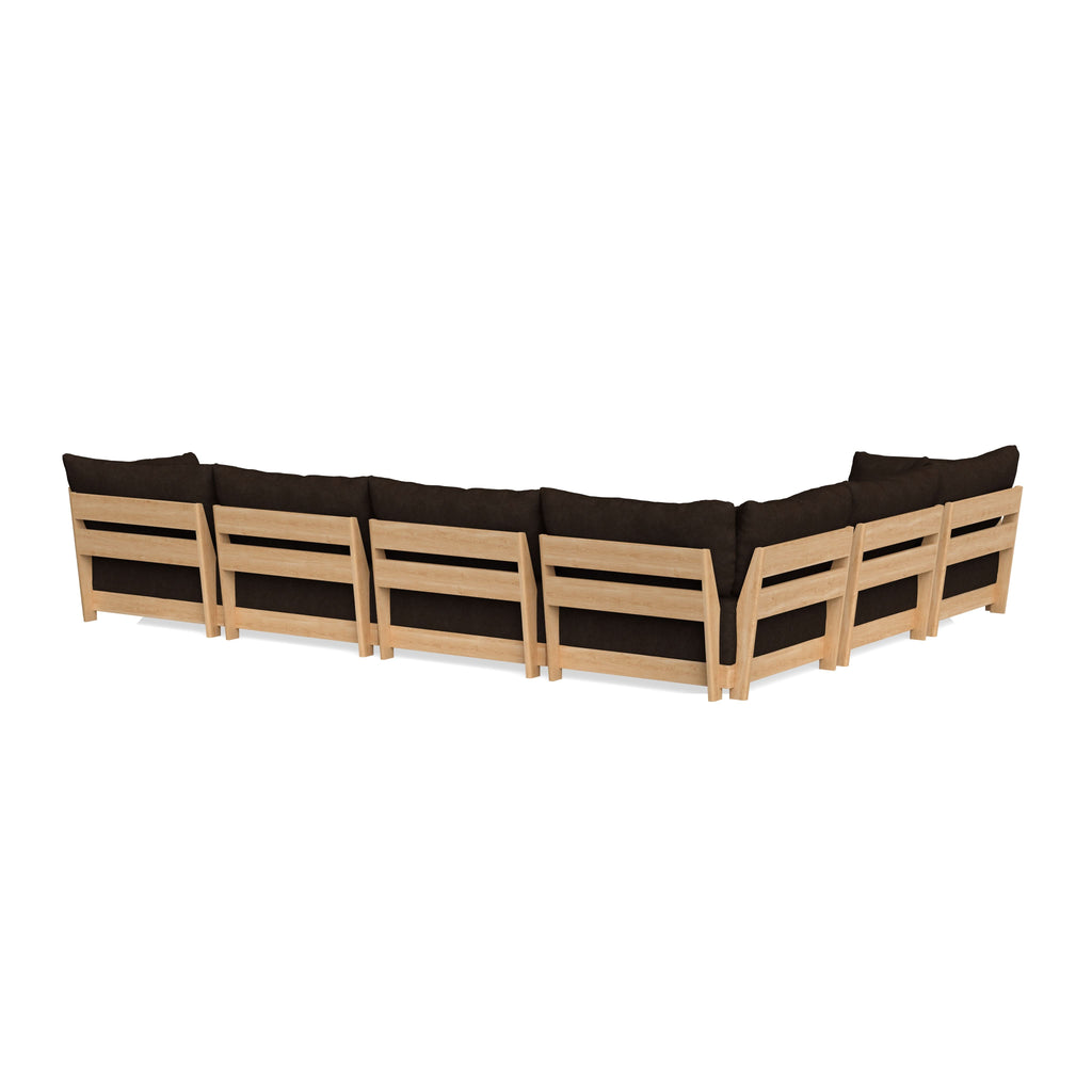 Modular Bondi Latte 6-Seater Corner Sectional + Ottoman in Espresso | Memory Foam Blend
