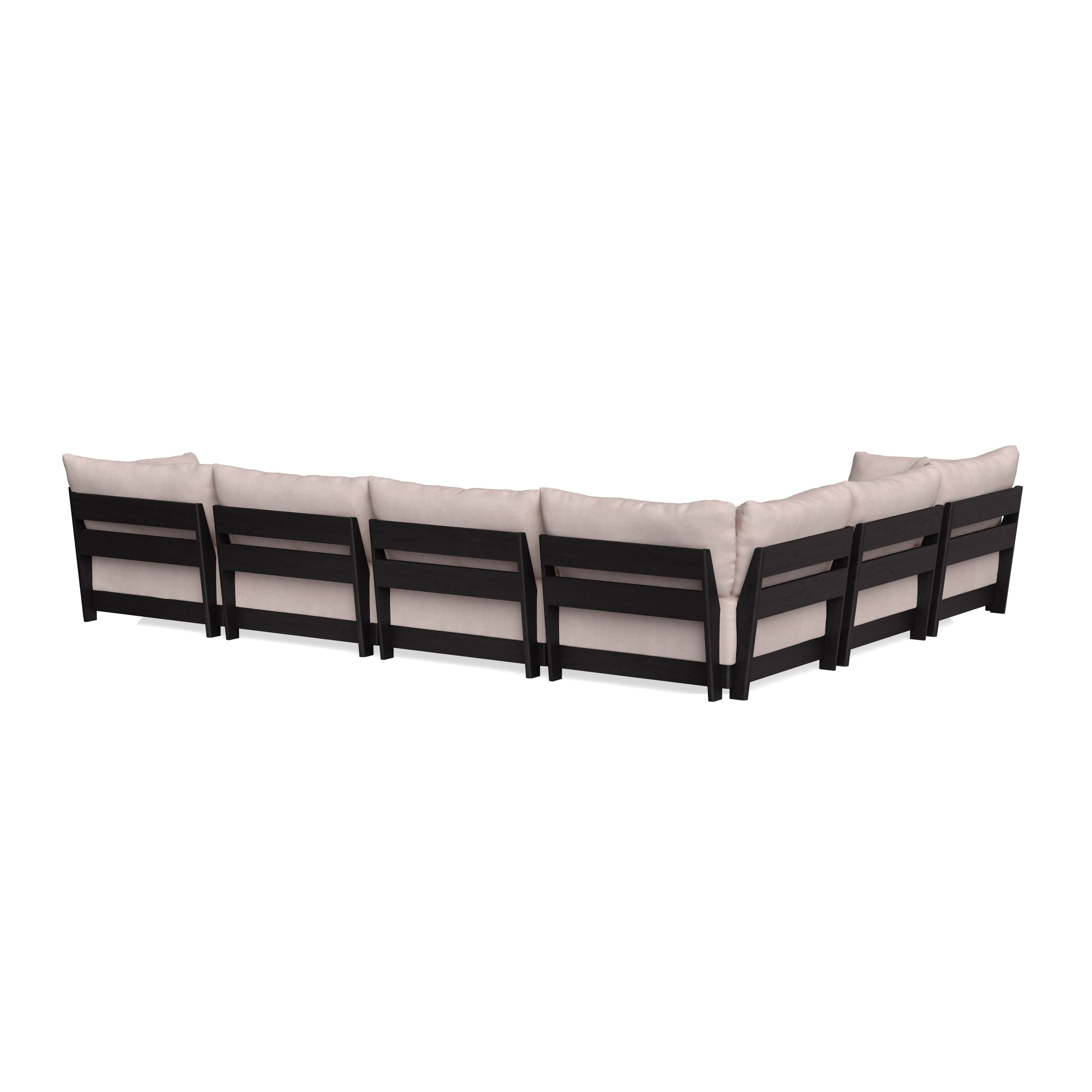 Modular Bondi Black 6-Seater Corner Sectional + Bench Ottoman in Blush | Memory Foam Blend