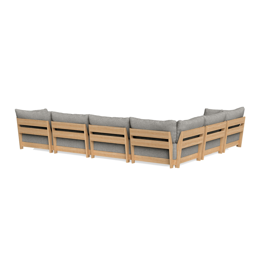 Modular Bondi Latte 6-Seater Corner Sectional + Ottoman in Fog | Memory Foam Blend