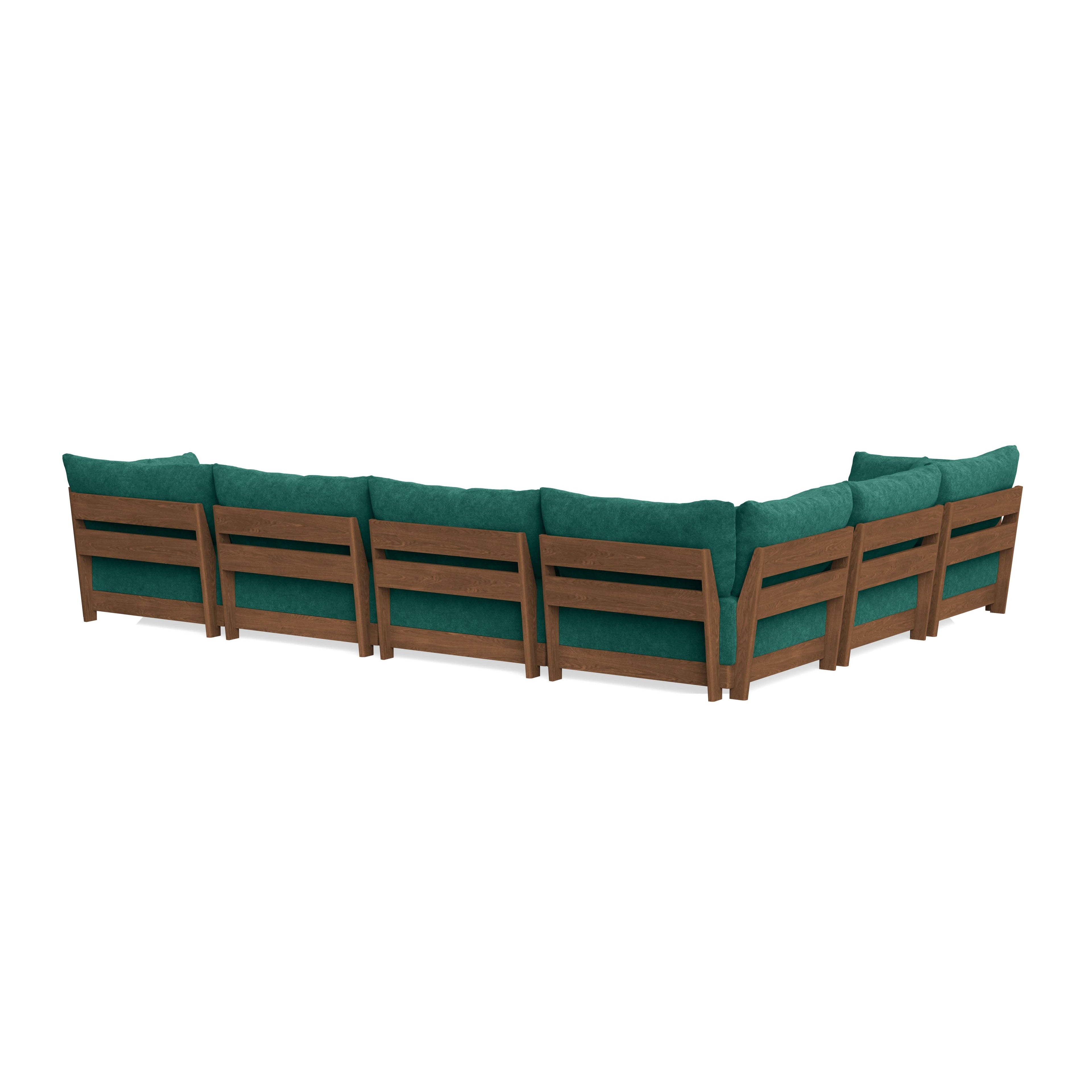 Modular Bondi Espresso 6-Seater Corner Sectional + Bench Ottoman in Jade Green | Memory Foam Blend
