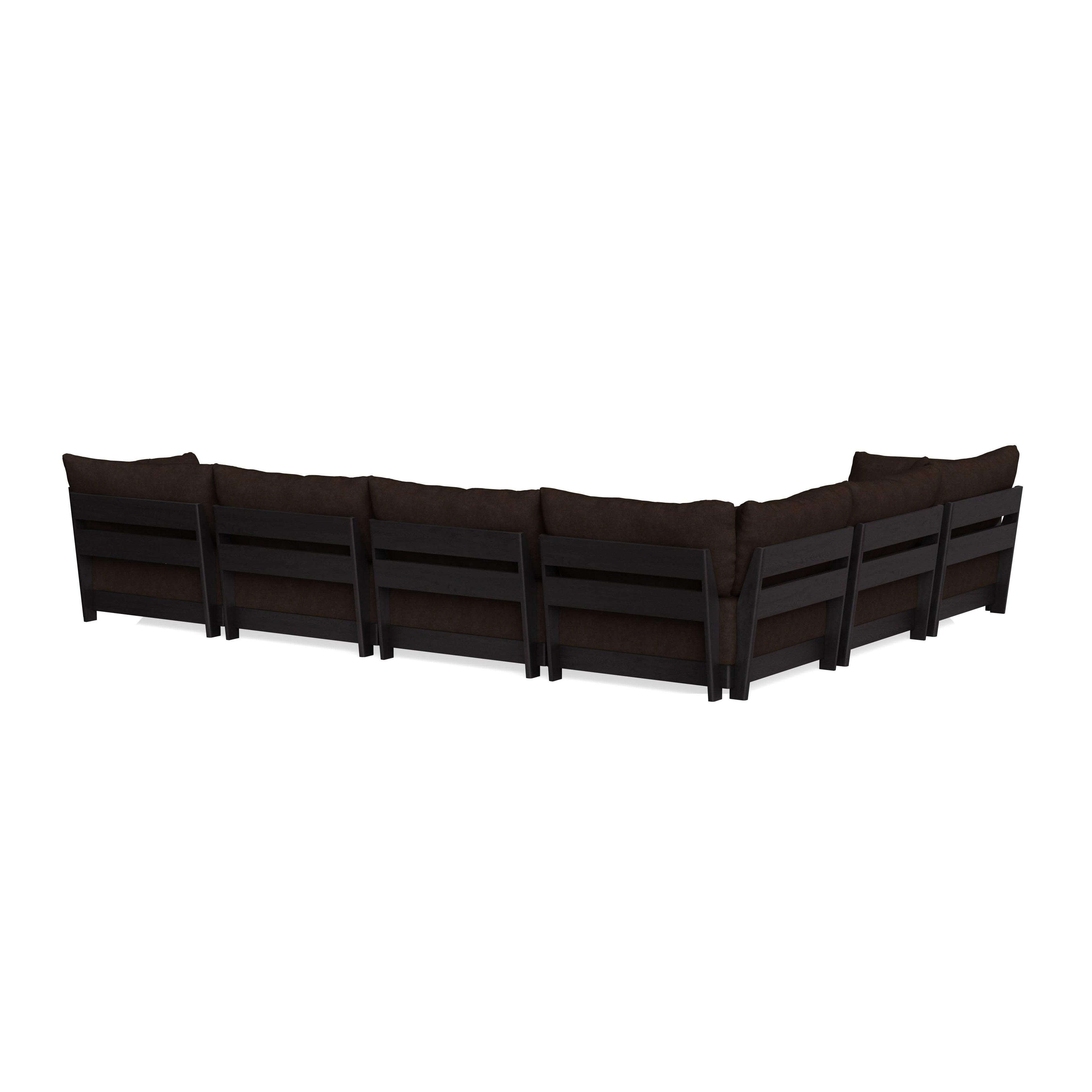 Modular Bondi Black 6-Seater Corner Sectional + Bench Ottoman in Espresso | Classic Blend
