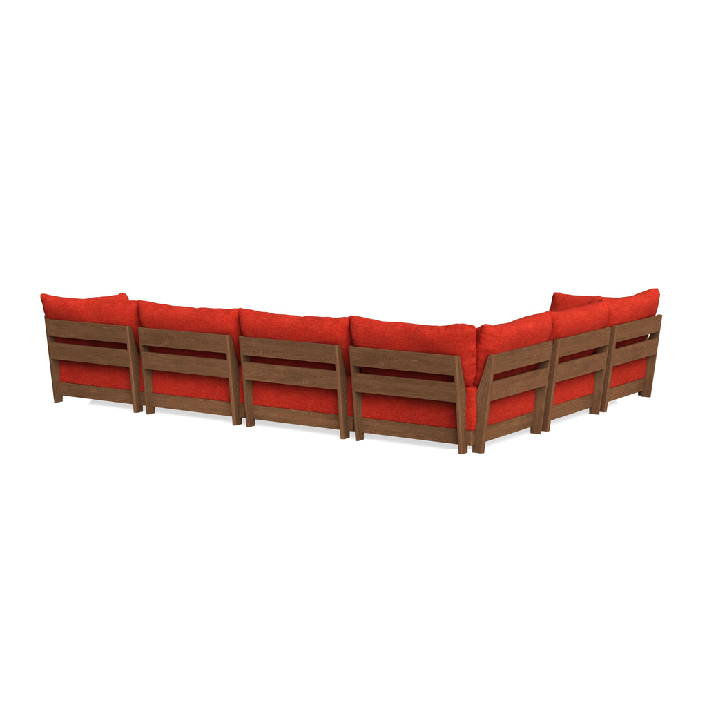 Modular Bondi Espresso 6-Seater Corner Sectional + Ottoman in Poppy Orange | Classic Blend