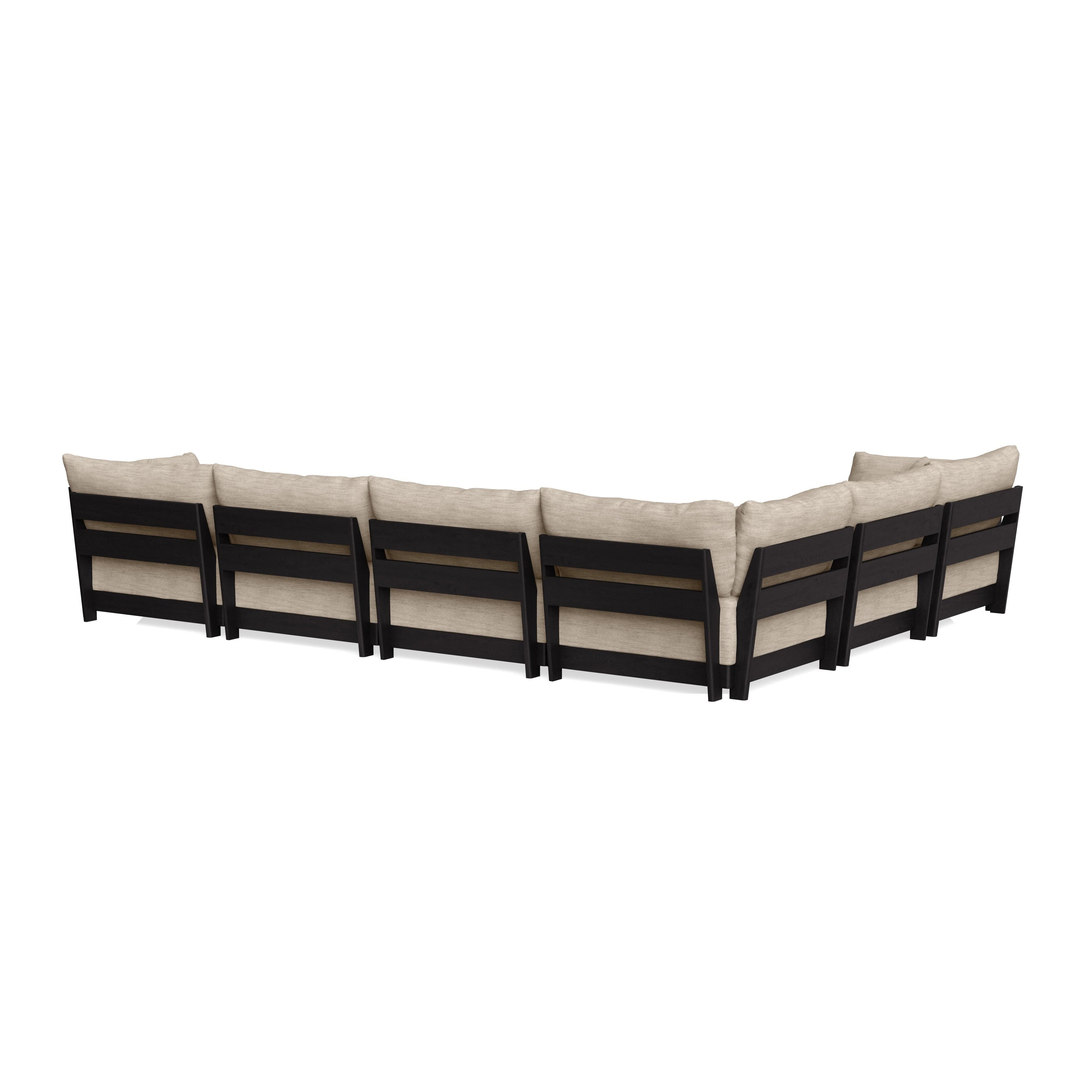Modular Bondi Black 6-Seater Corner Sectional + Bench Ottoman in Wheat | Memory Foam Blend