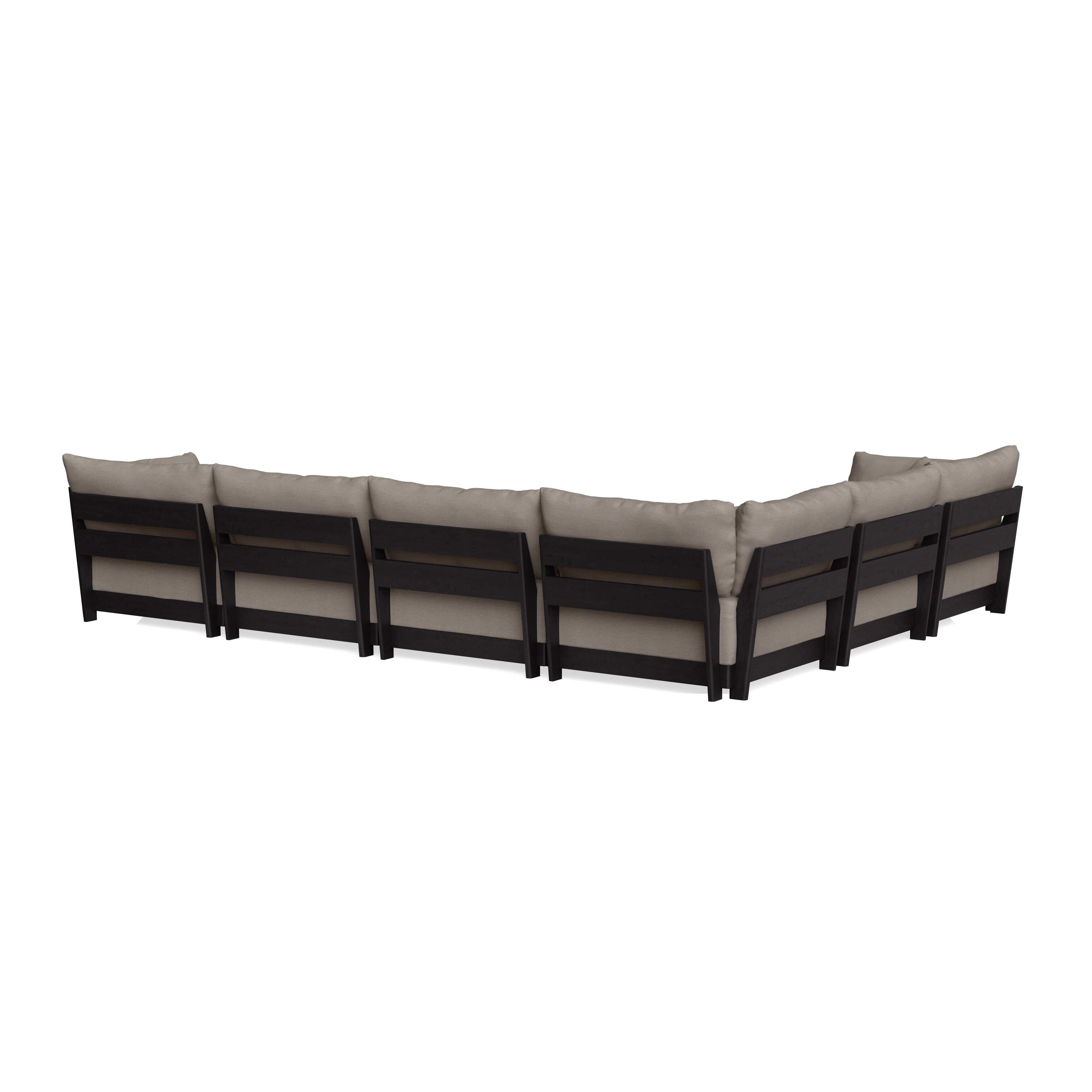 Modular Bondi Black 6-Seater Corner Sectional + Ottoman in Cinder Gray | Classic Blend