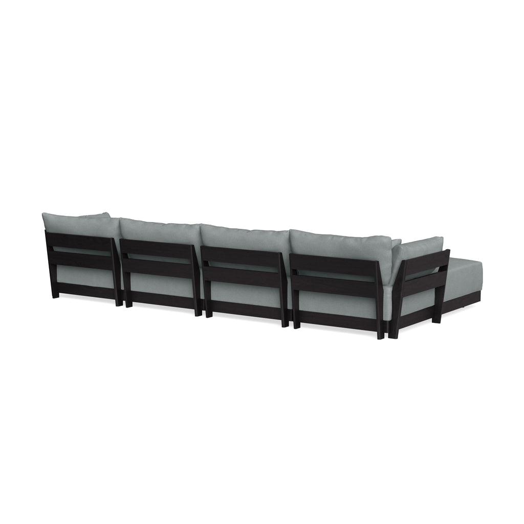 Modular Bondi Black 4-Seater Sectional in Light Steel | Memory Foam Blend