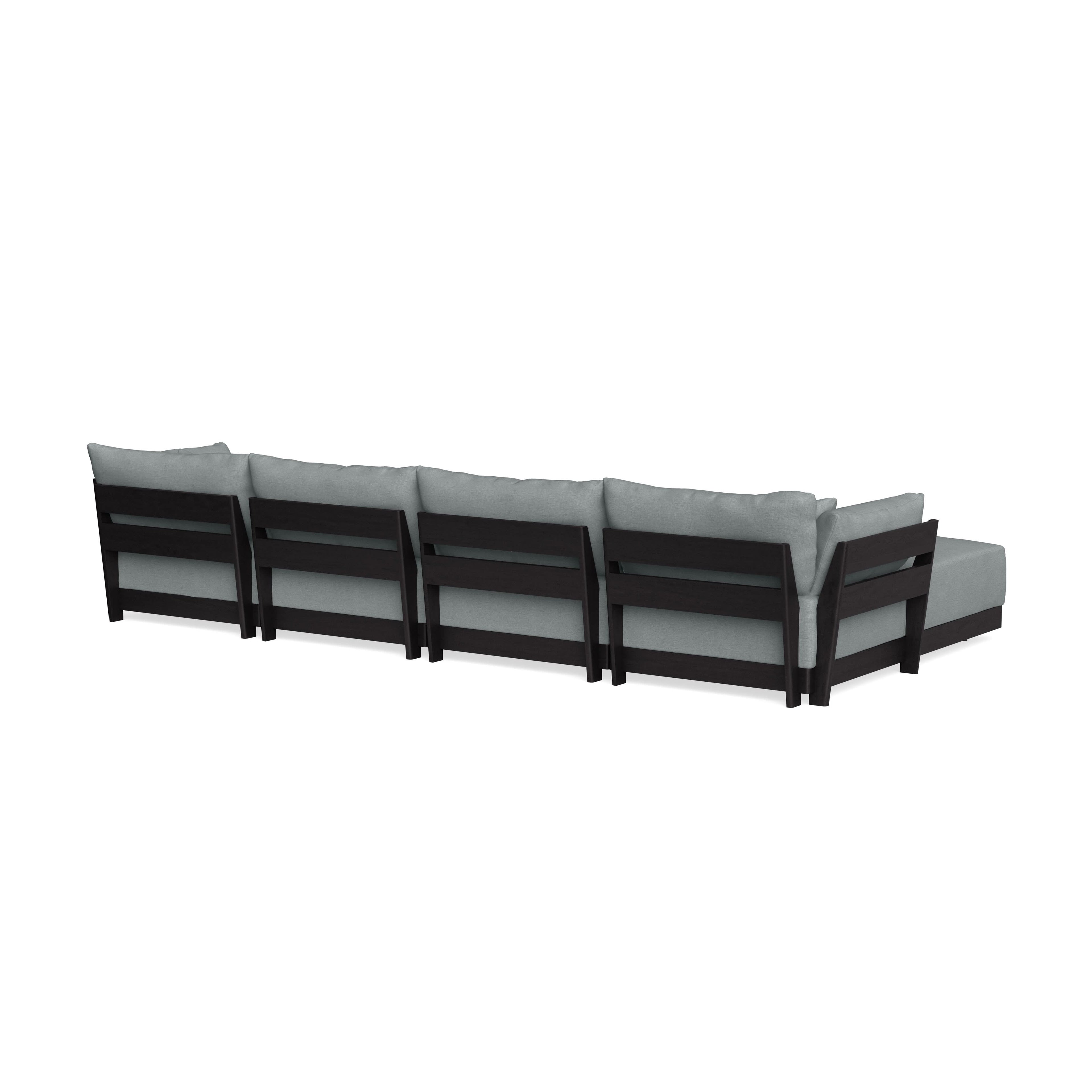 Modular Bondi Black 4-Seater Sectional in Light Steel | Memory Foam Blend