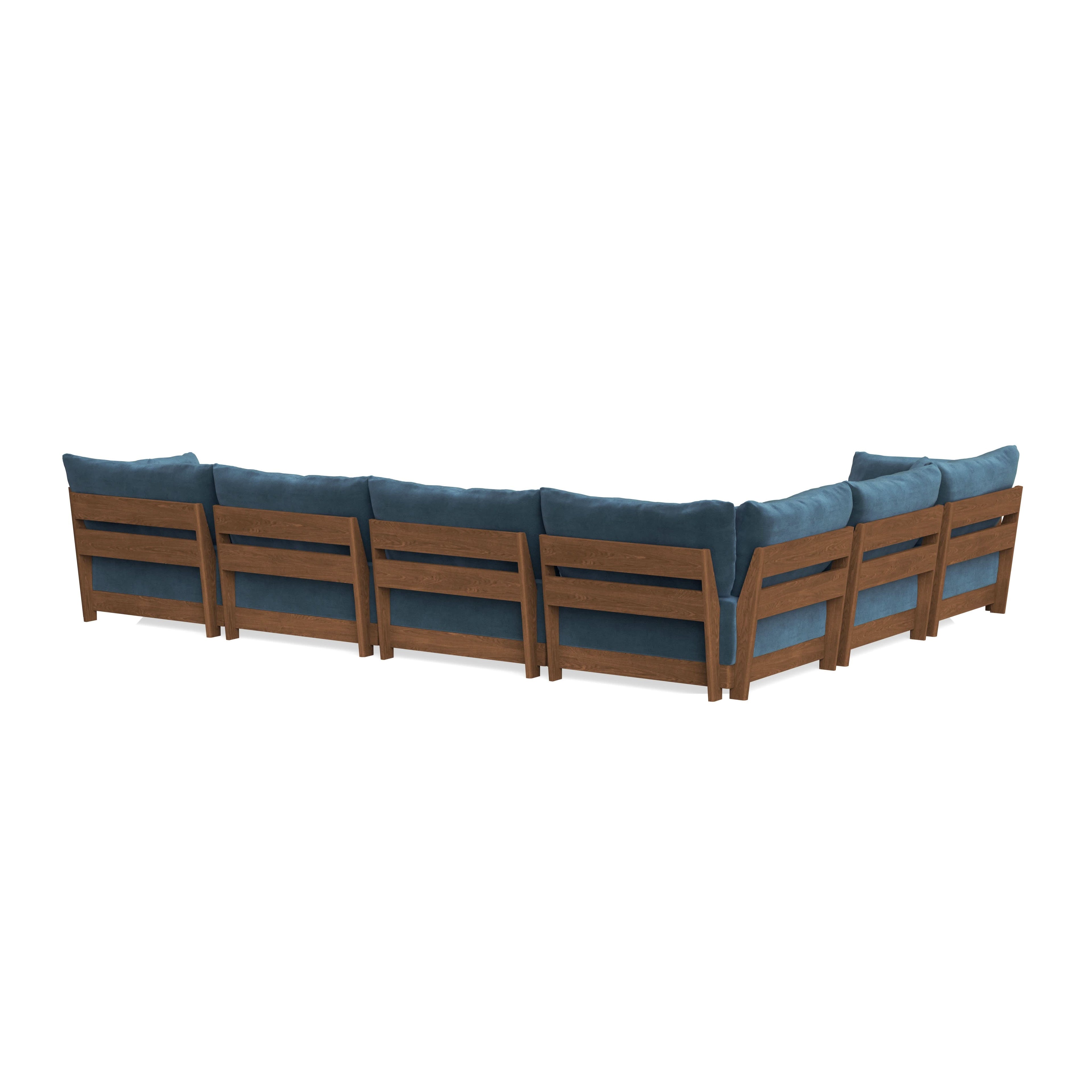 Modular Bondi Espresso 6-Seater Corner Sectional + Ottoman in Oxford Blue | Classic Blend