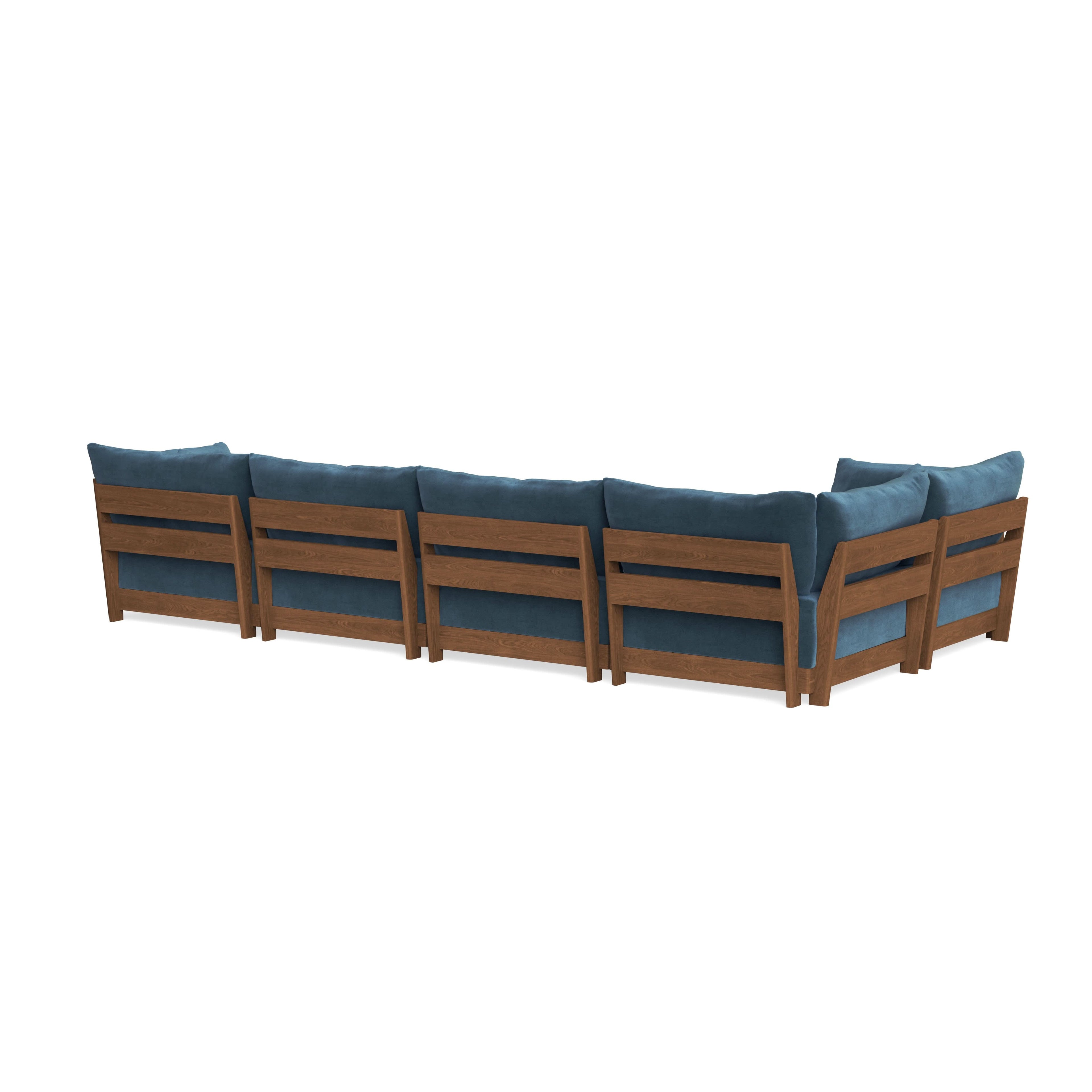 Modular Bondi Espresso 5-Seater L-Sectional in Oxford Blue | Memory Foam Blend