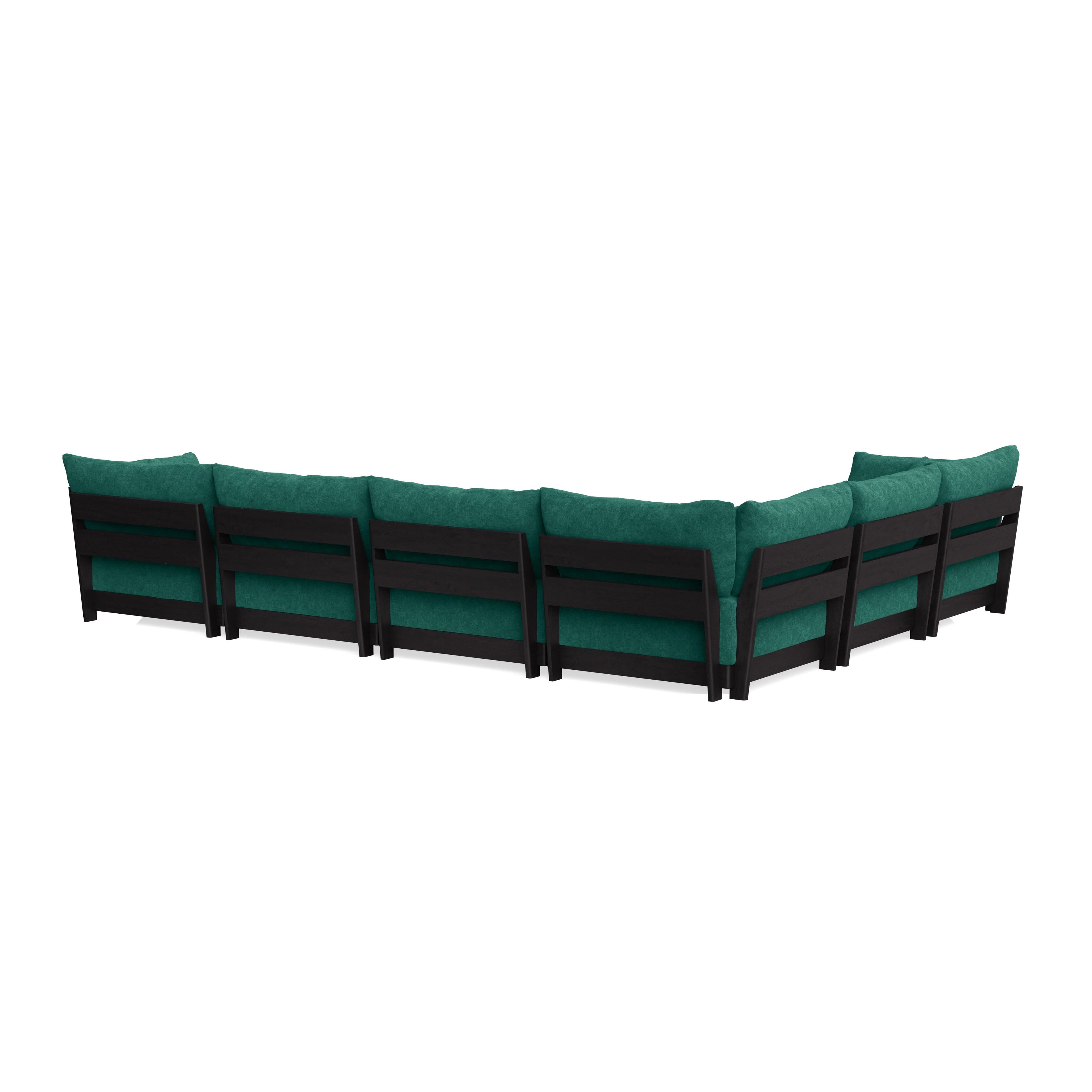 Modular Bondi Black 6-Seater Corner Sectional + Bench Ottoman in Jade Green | Classic Blend