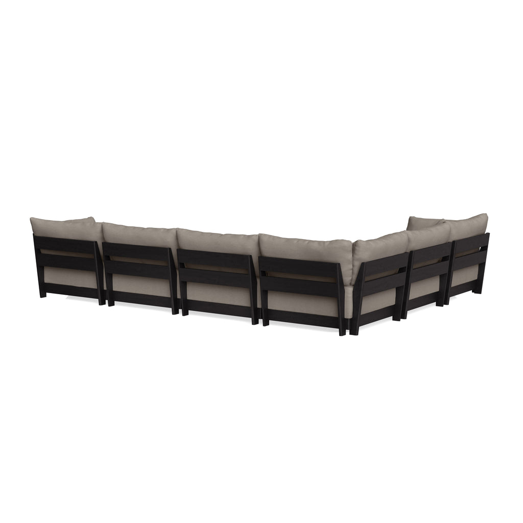 Modular Bondi Black 6-Seater Corner Sectional + Bench Ottoman in Cinder Gray | Classic Blend