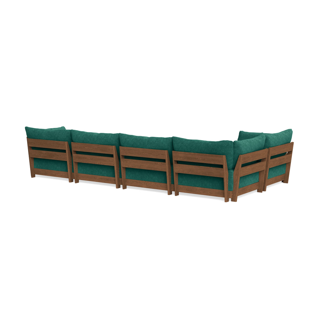 Modular Bondi Espresso 5-Seater L-Sectional in Jade Green | Memory Foam Blend