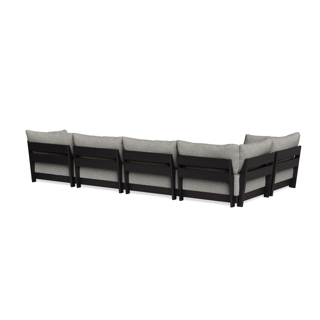 Modular Bondi Black 5-Seater L-Sectional in Fog | Classic Blend