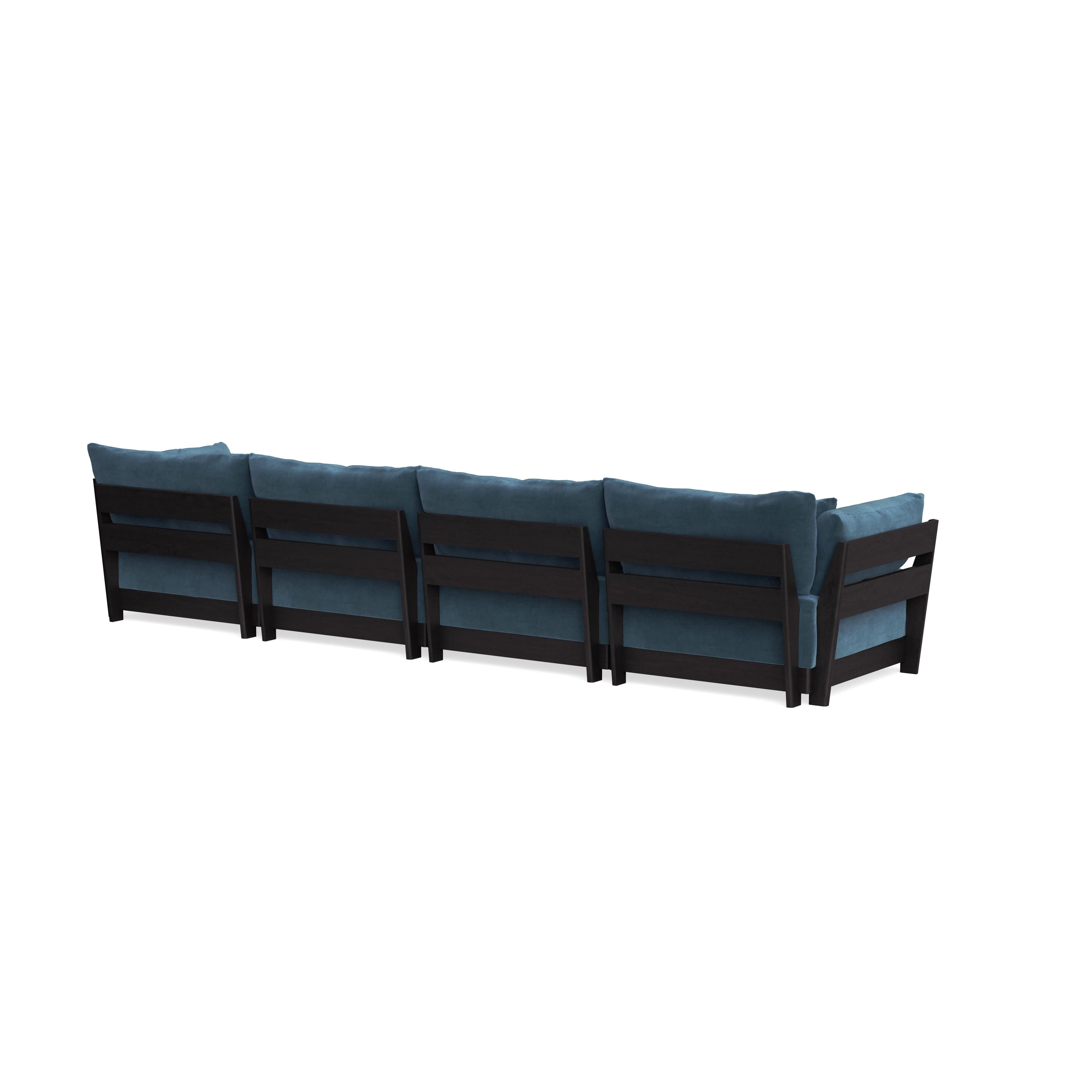 Modular Bondi Black 4-Seater Sofa in Oxford Blue | Memory Foam Blend