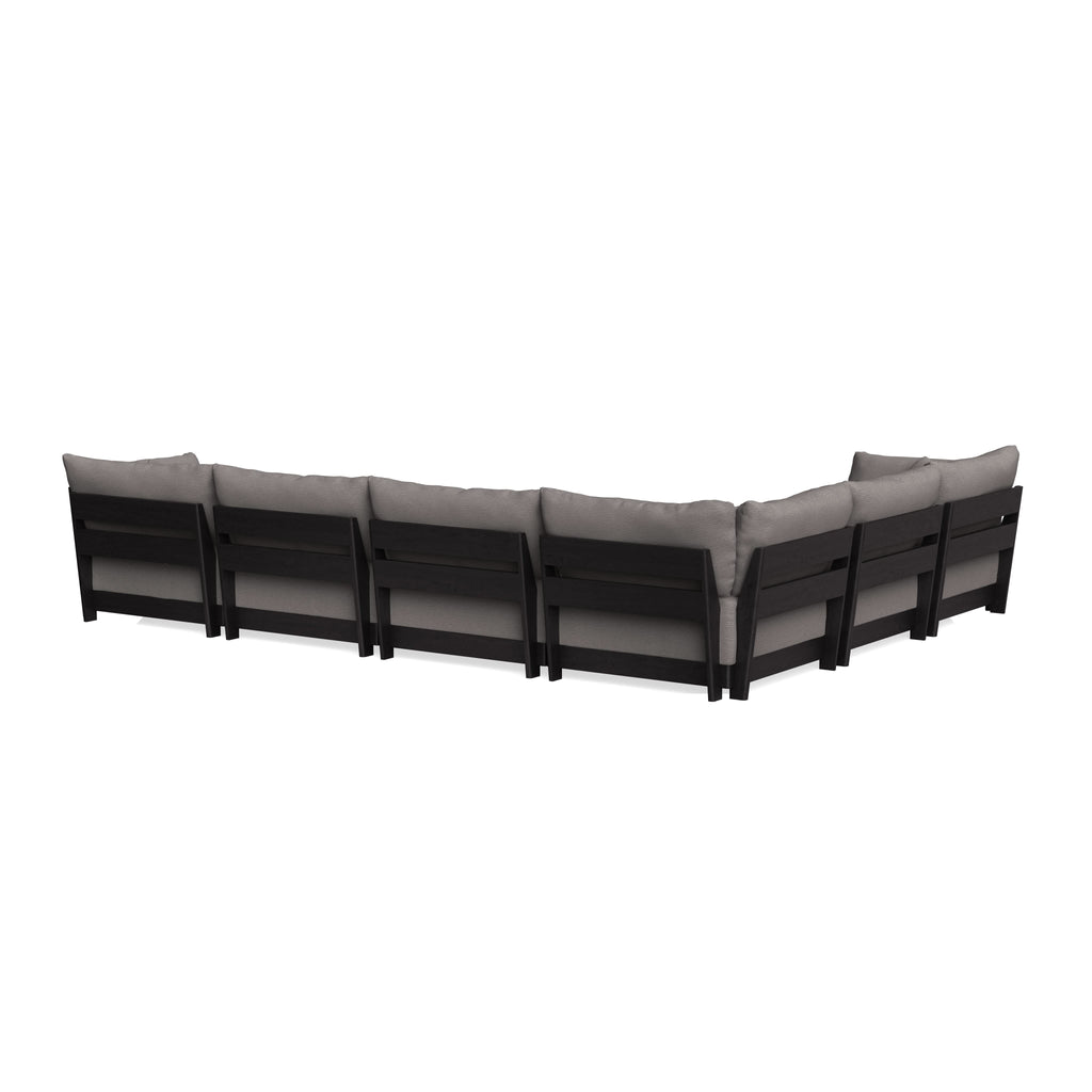 Modular Bondi Black 6-Seater Corner Sectional + Bench Ottoman in Cement | Memory Foam Blend