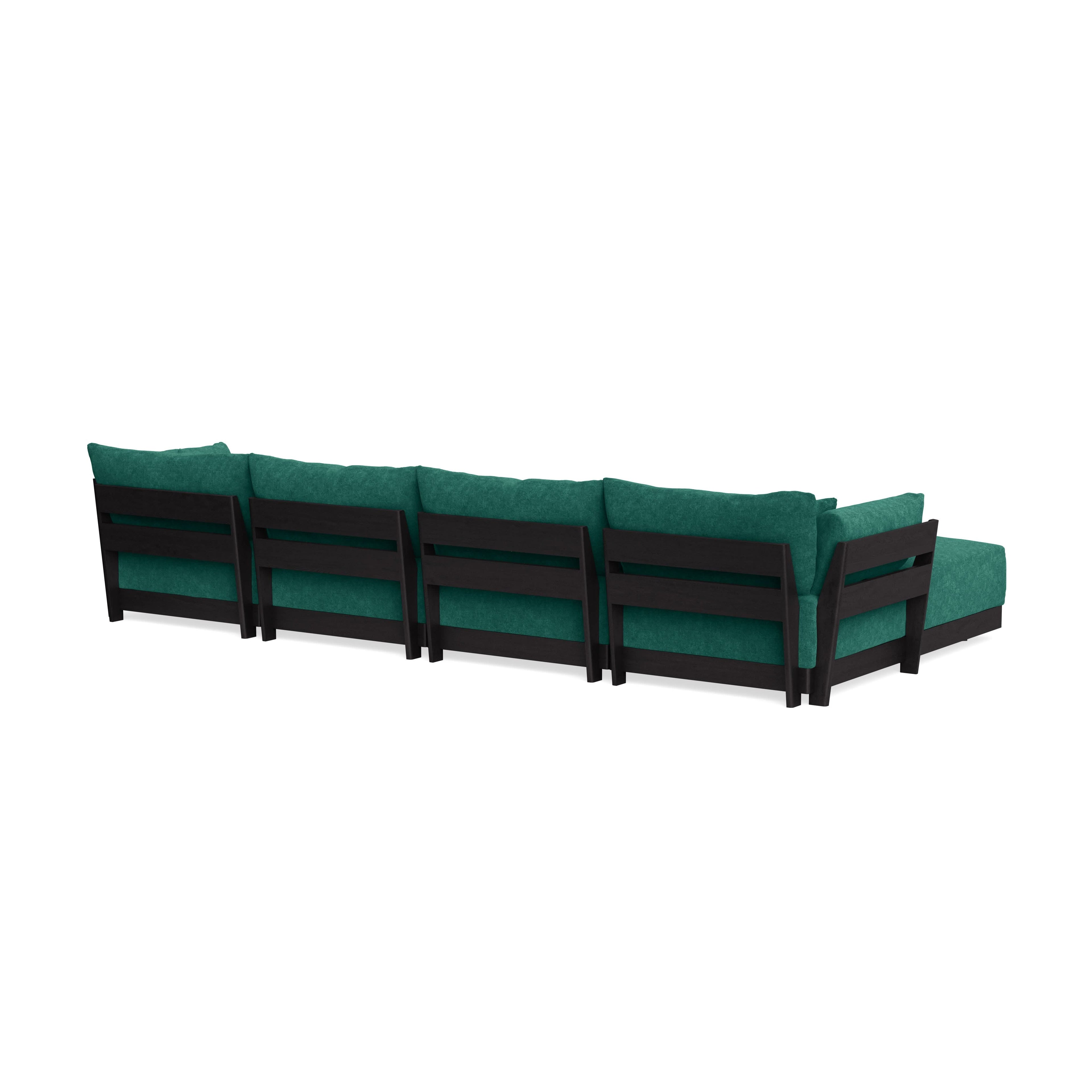 Modular Bondi Black 4-Seater Sectional in Jade Green | Memory Foam Blend