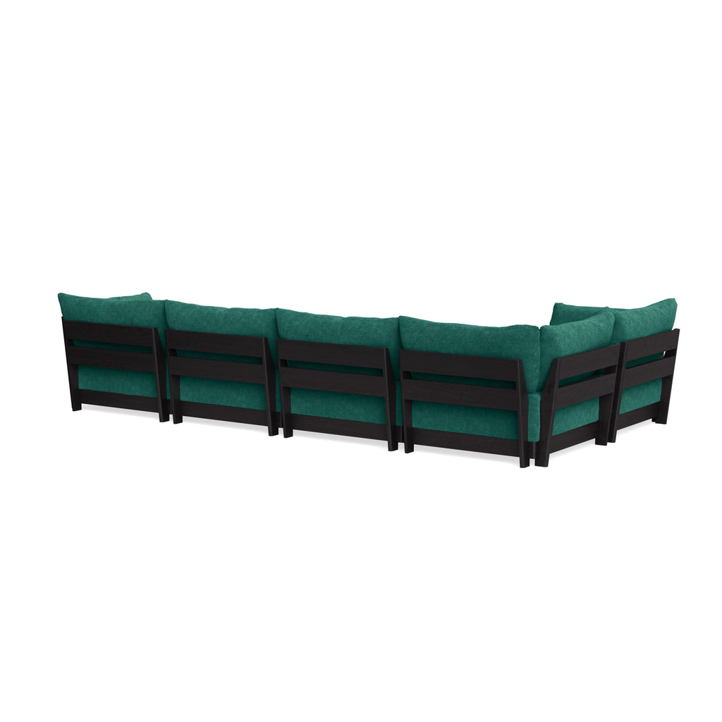 Modular Bondi Black 5-Seater L-Sectional in Jade Green | Memory Foam Blend