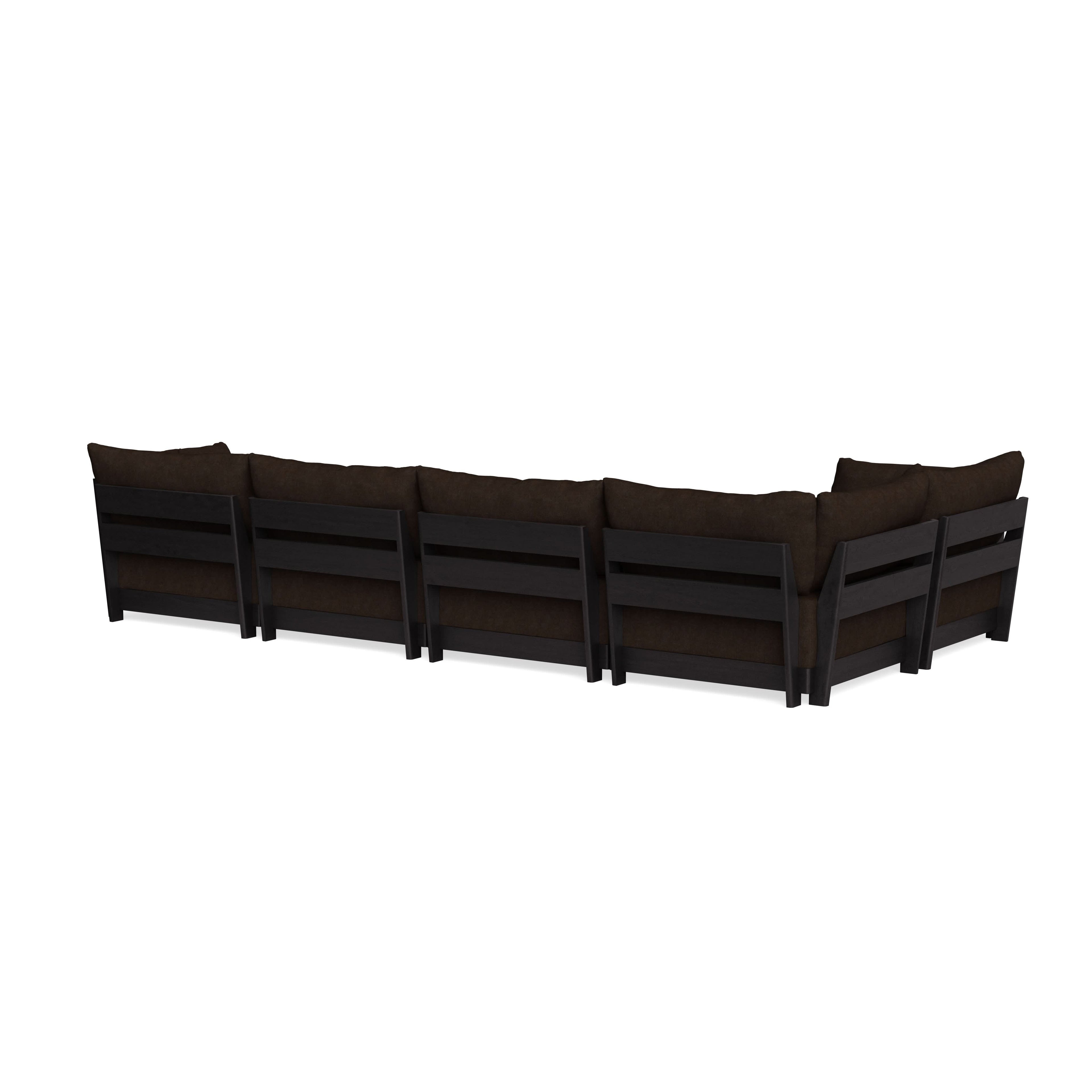 Modular Bondi Black 5-Seater L-Sectional in Espresso | Memory Foam Blend