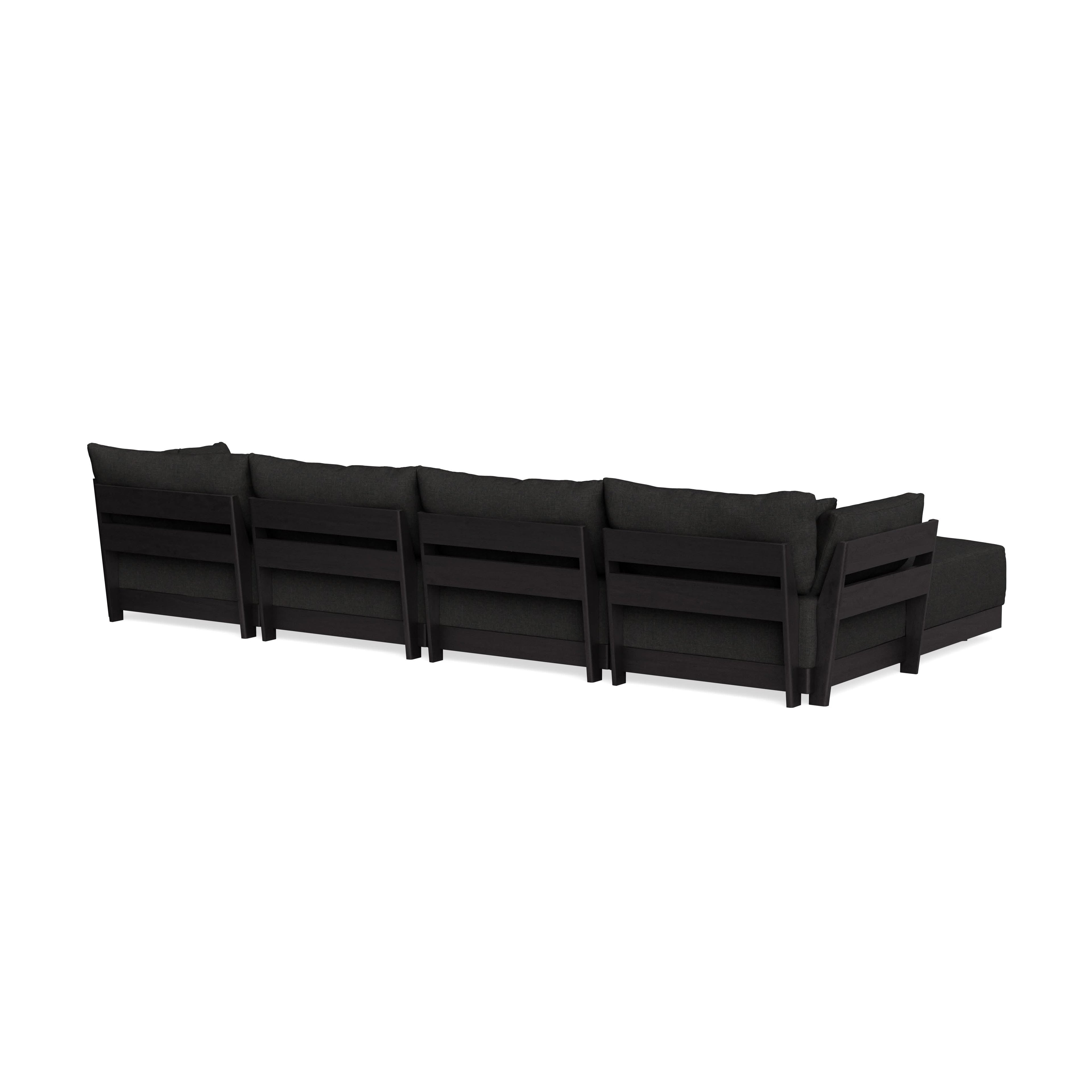 Modular Bondi Black 4-Seater U-Sectional in Peppercorn | Classic Blend