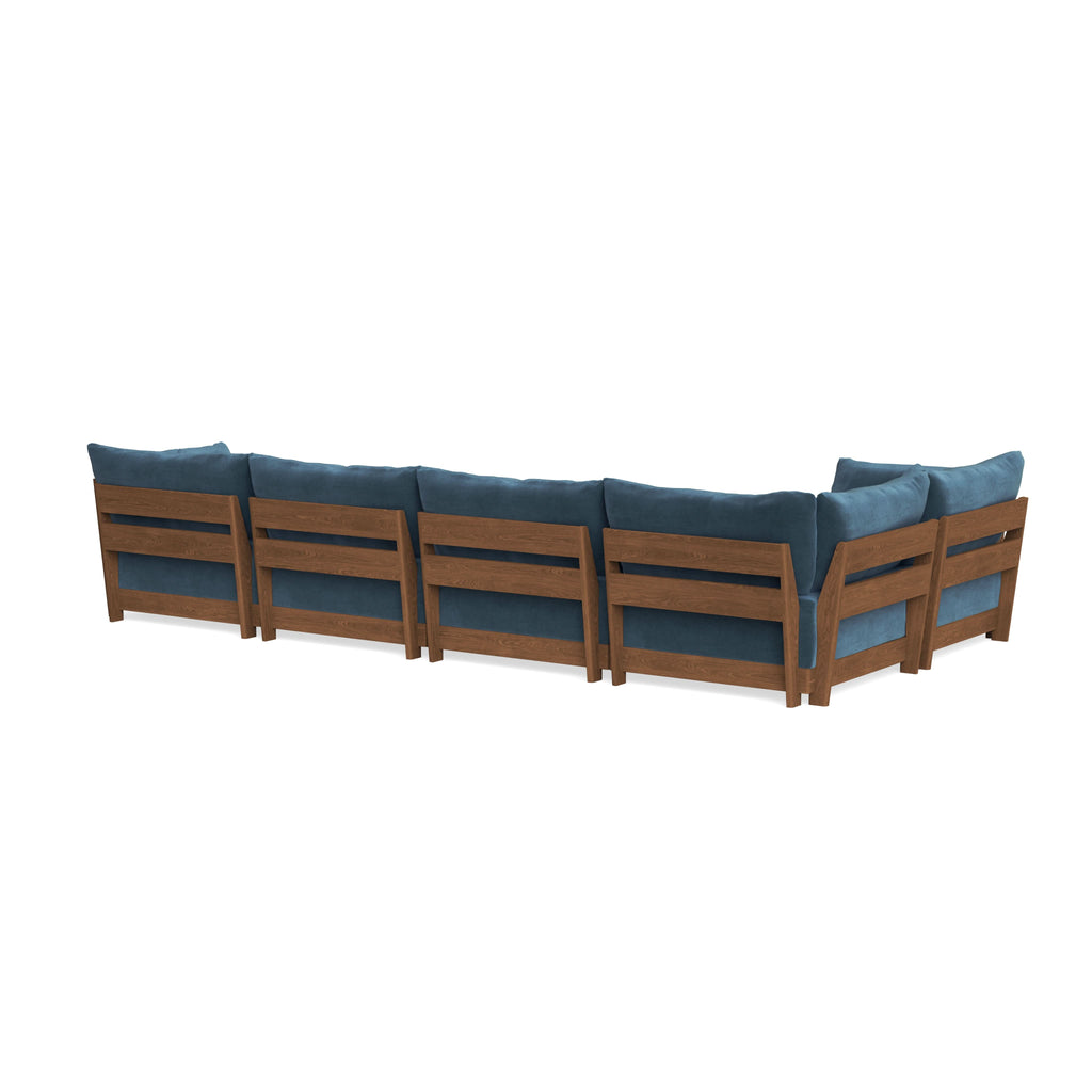 Modular Bondi Espresso 5-Seater L-Sectional in Oxford Blue | Classic Blend