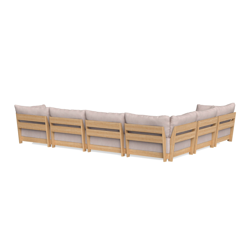 Modular Bondi Latte 6-Seater Corner Sectional + Ottoman in Blush | Memory Foam Blend