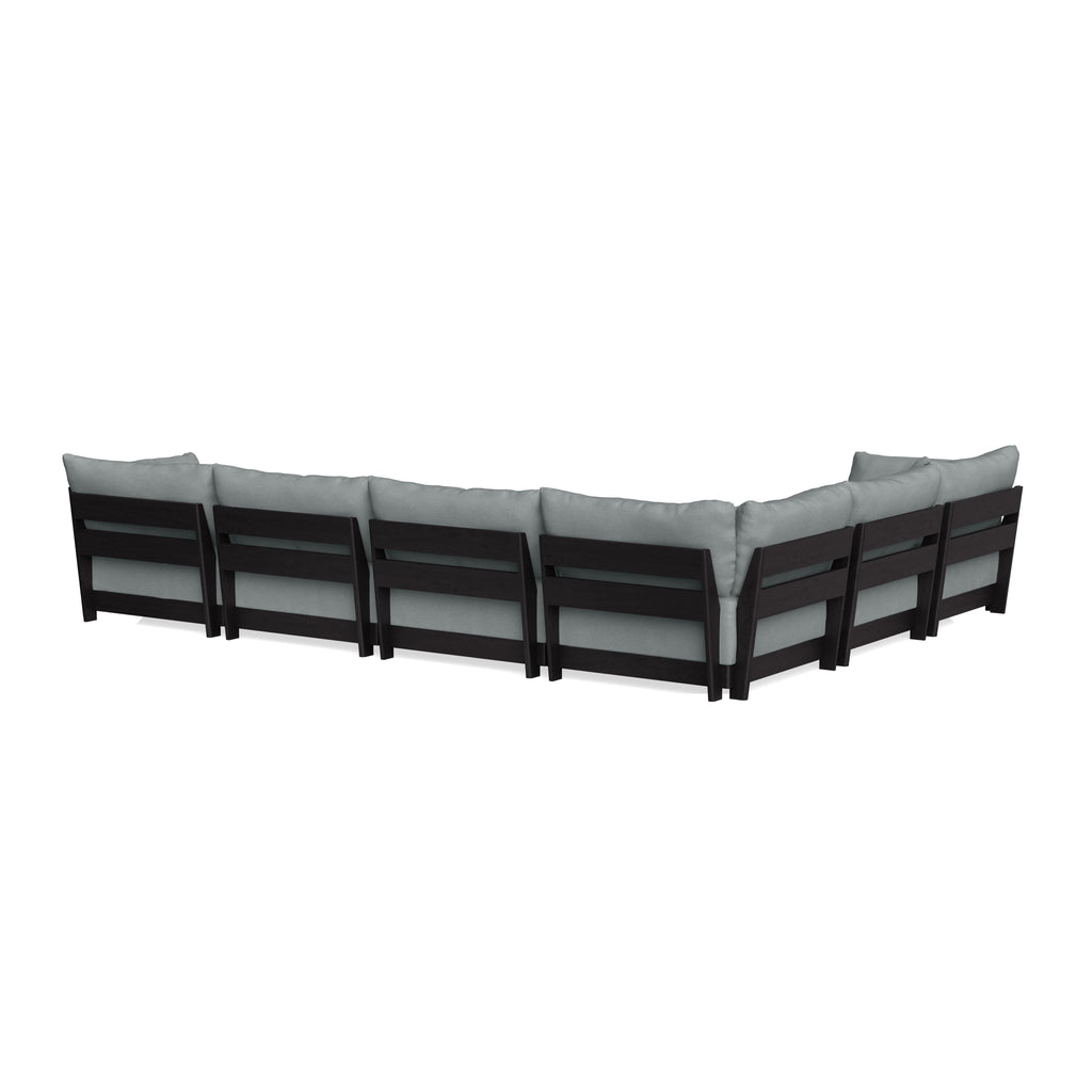 Modular Bondi Black 6-Seater Corner Sectional + Bench Ottoman in Light Steel | Classic Blend