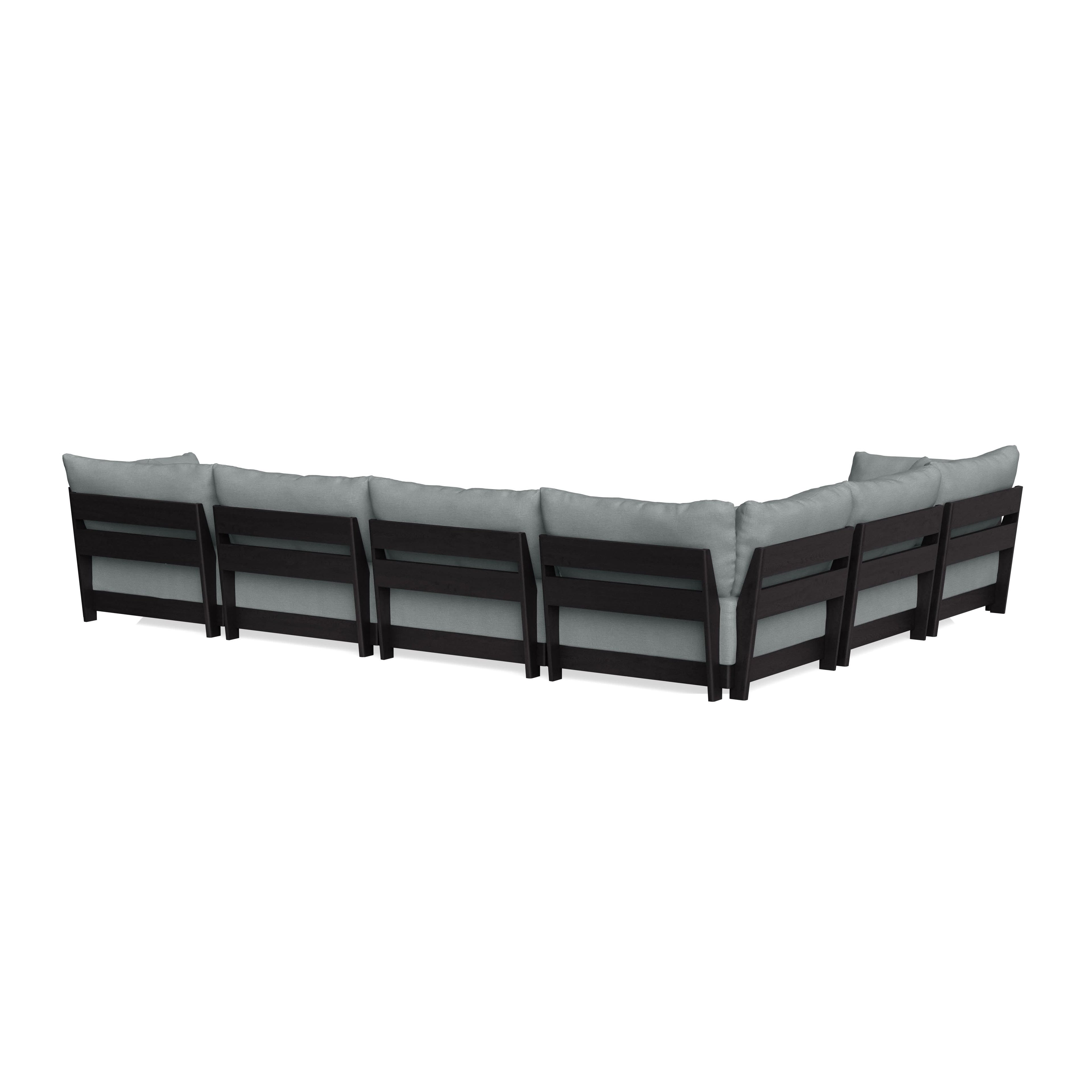Modular Bondi Black 6-Seater Corner Sectional + Bench Ottoman in Light Steel | Classic Blend