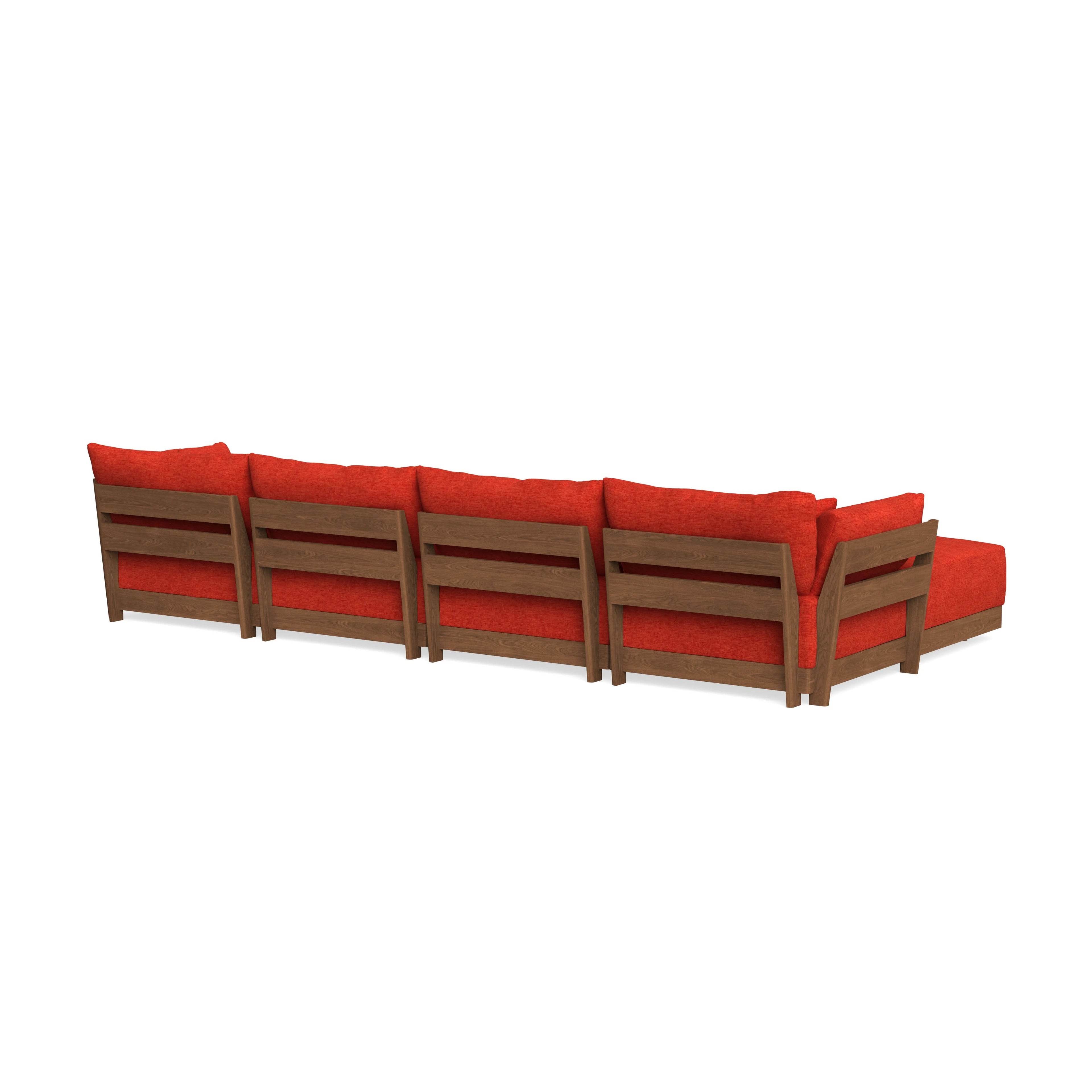Modular Bondi Espresso 4-Seater Sectional in Poppy Orange | Memory Foam Blend