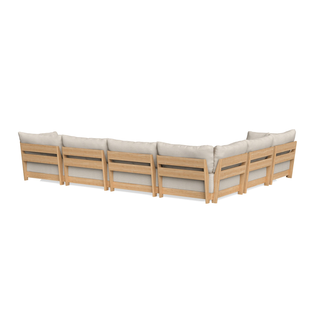 Modular Bondi Latte 6-Seater Corner Sectional + Bench Ottoman in Seashell | Classic Blend