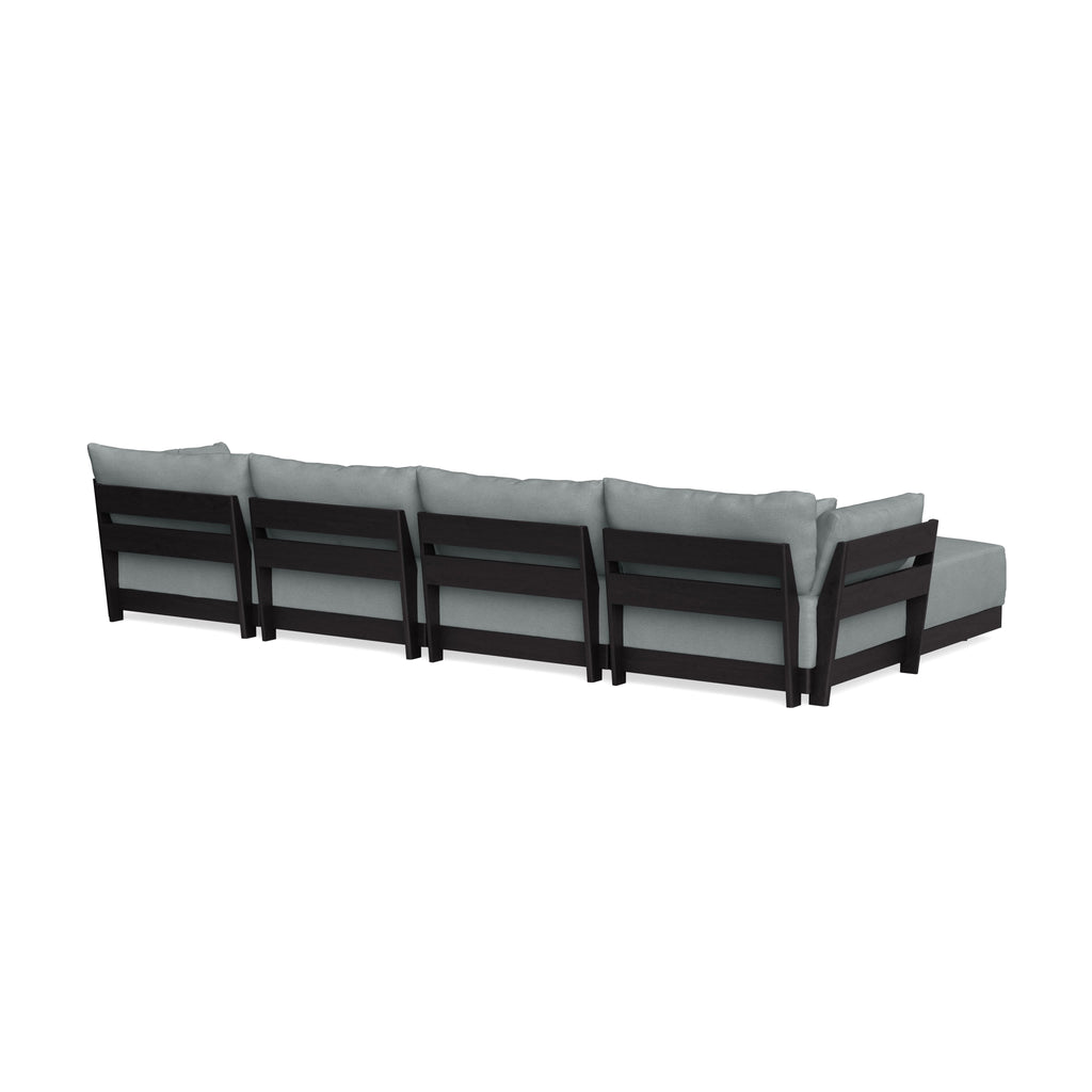 Modular Bondi Black 4-Seater U-Sectional in Light Steel | Memory Foam Blend