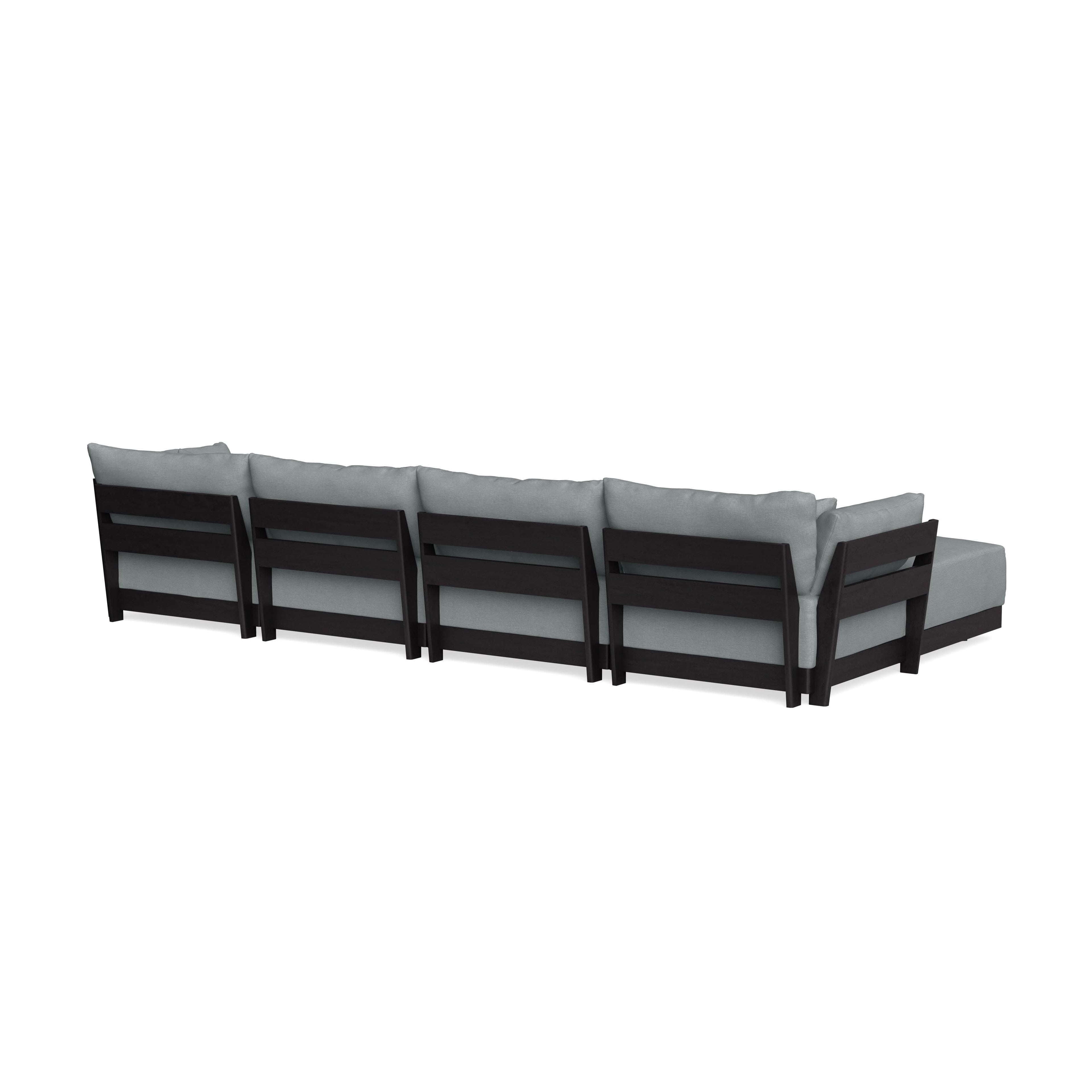 Modular Bondi Black 4-Seater U-Sectional in Light Steel | Memory Foam Blend