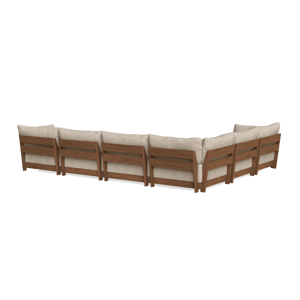 Modular Bondi Espresso 6-Seater Corner Sectional + Bench Ottoman in Wheat | Memory Foam Blend