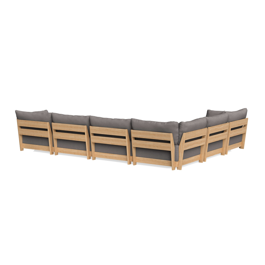 Modular Bondi Latte 6-Seater Corner Sectional + Ottoman in Cement | Classic Blend