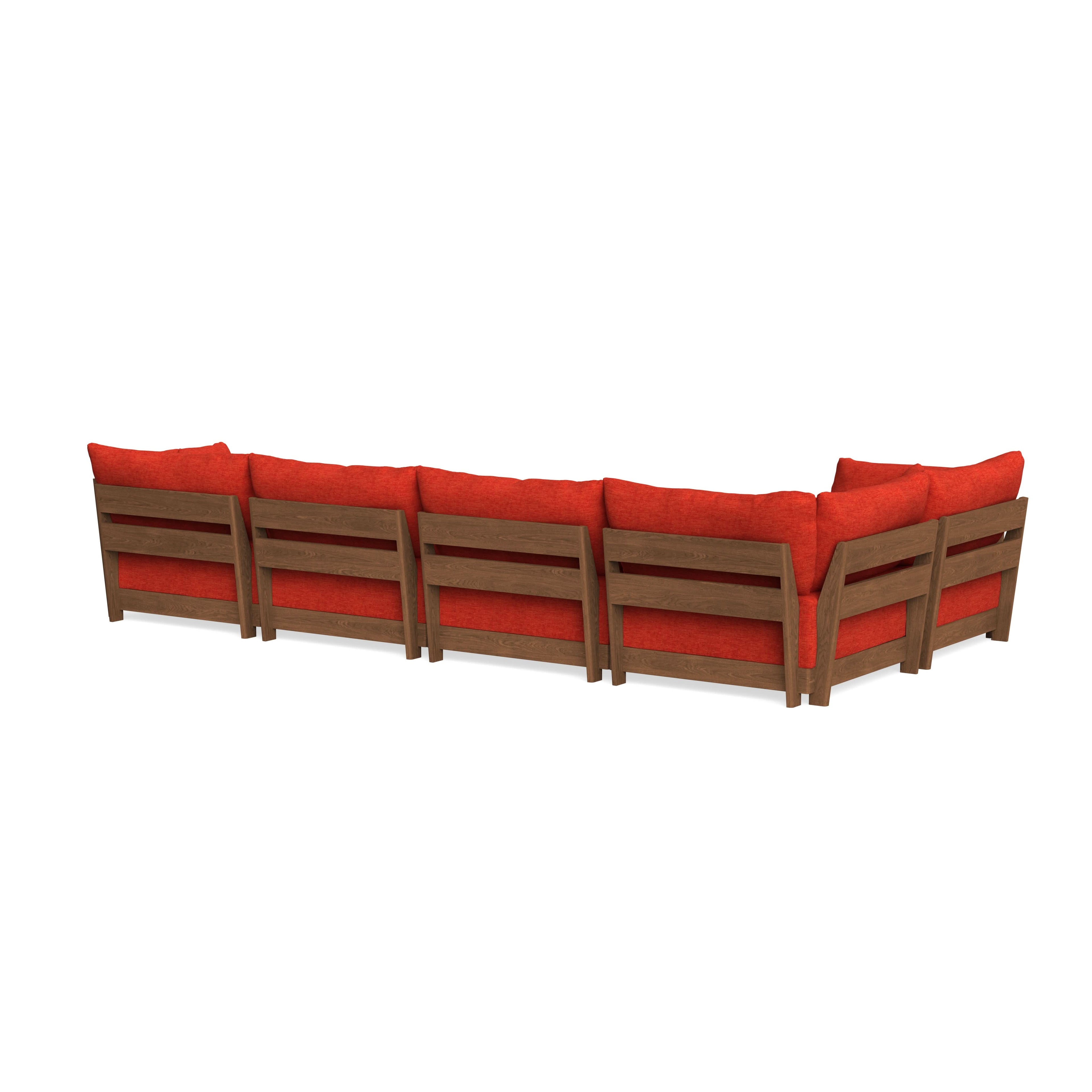 Modular Bondi Espresso 5-Seater L-Sectional in Poppy Orange | Memory Foam Blend