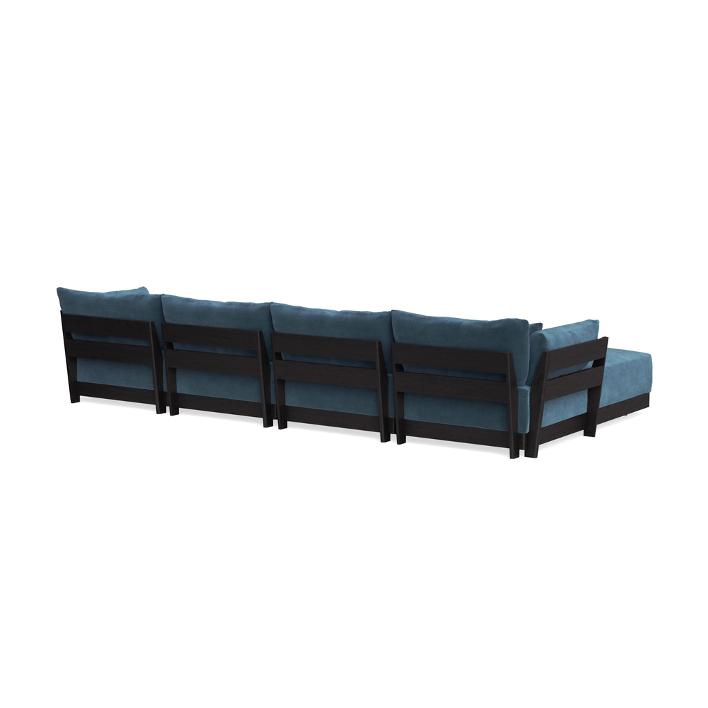Modular Bondi Black 4-Seater Sectional in Oxford Blue | Memory Foam Blend