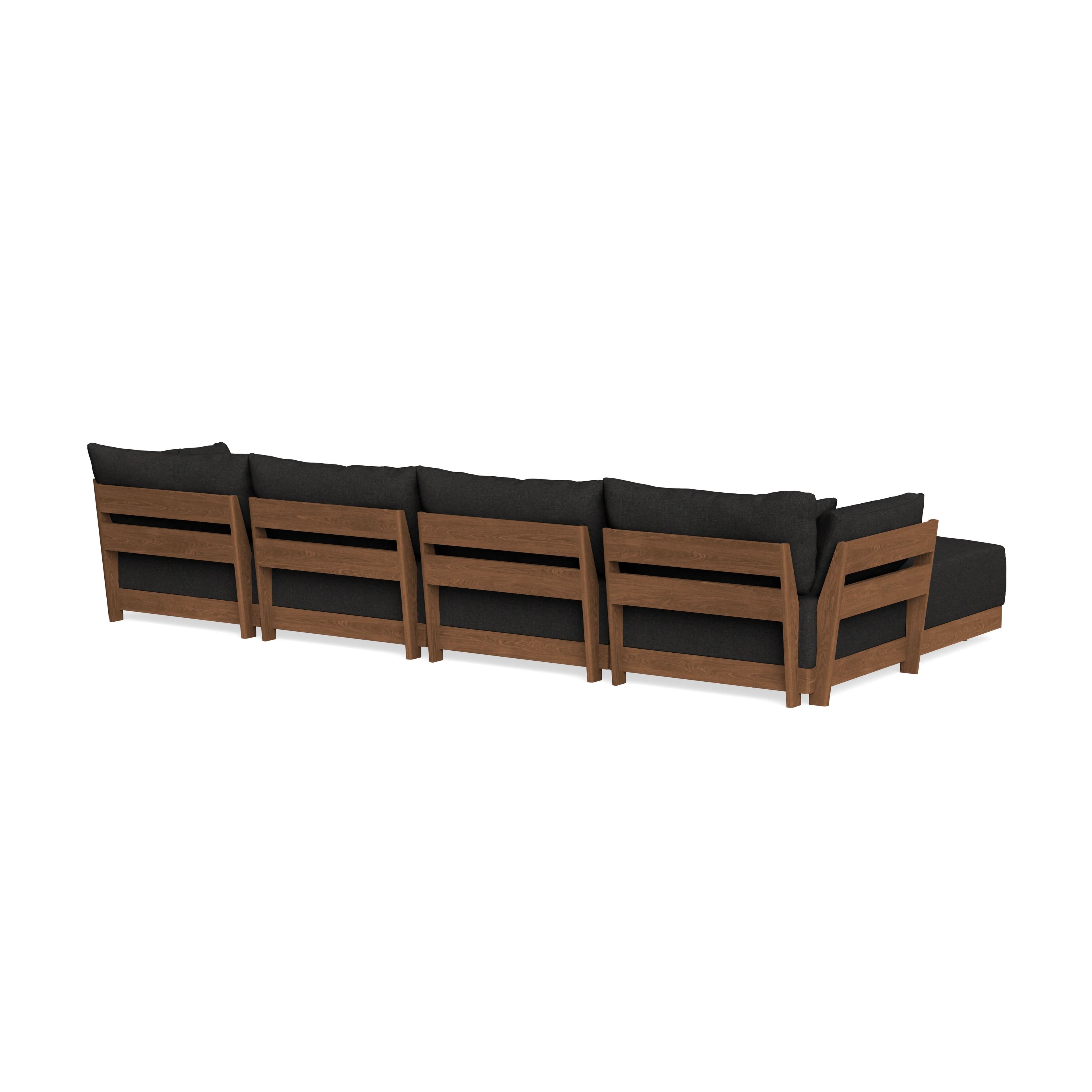 Modular Bondi Espresso 4-Seater Sectional in Peppercorn | Memory Foam Blend