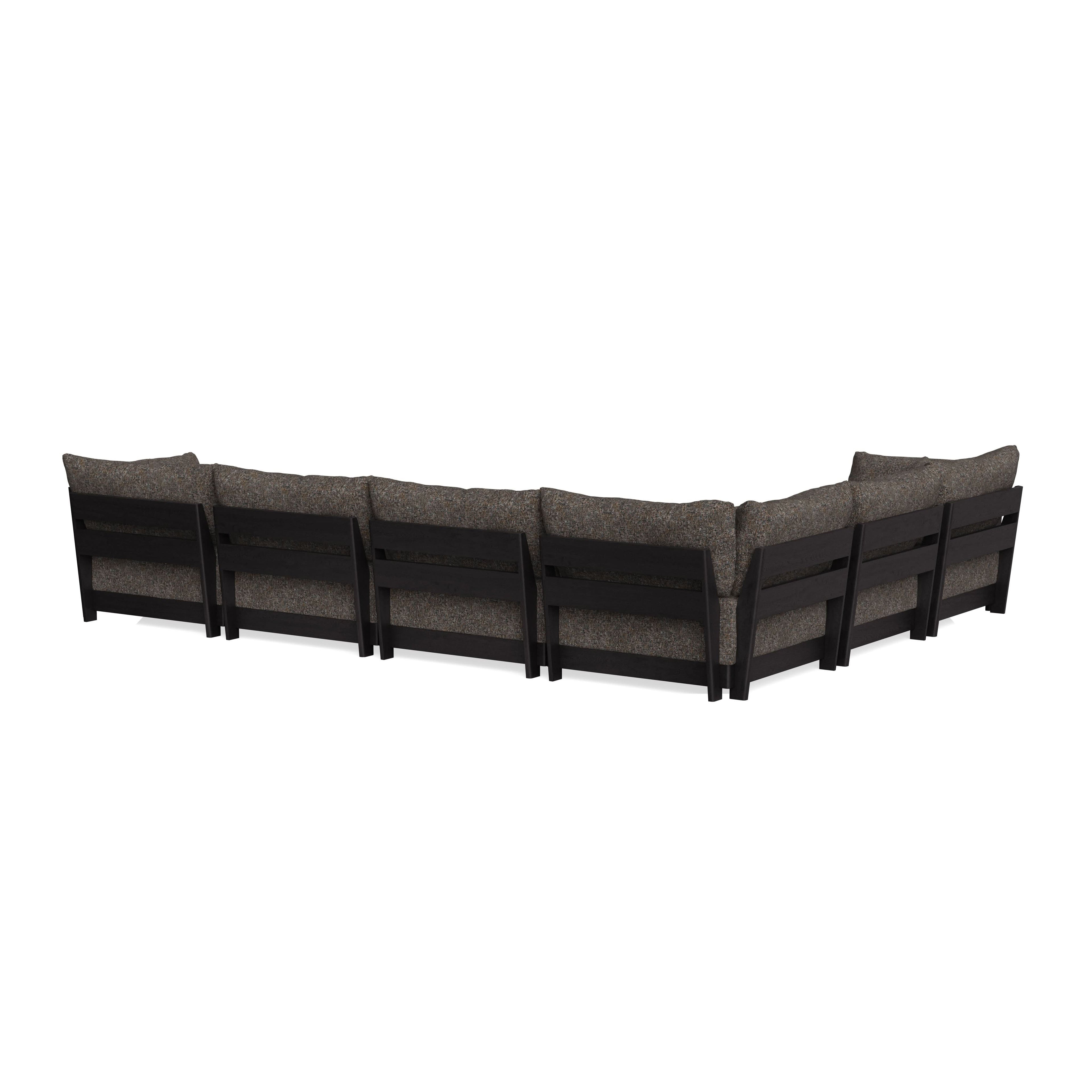 Modular Bondi Black 6-Seater Corner Sectional + Ottoman in Eclipse | Classic Blend